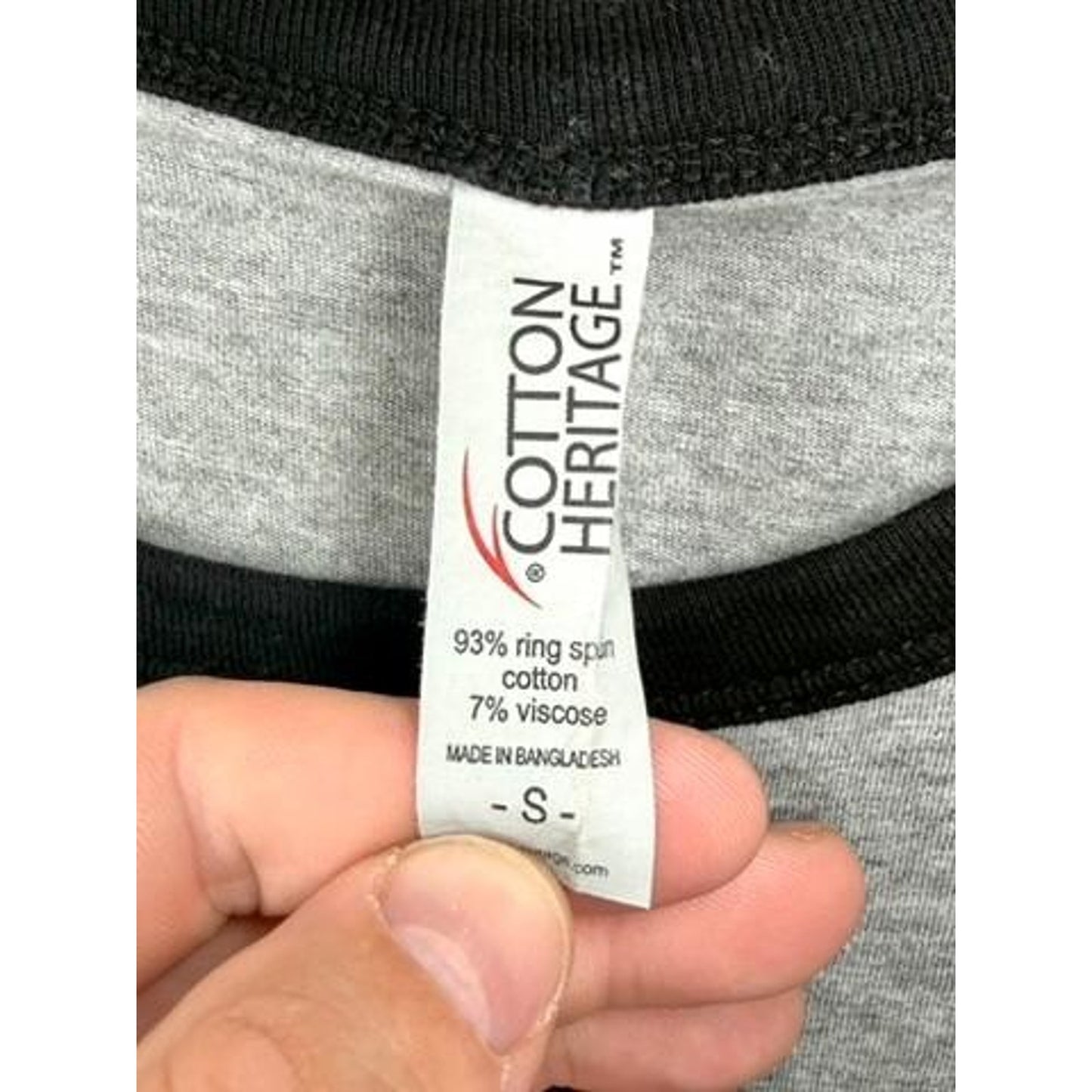Cotton Heritage Happy Fall Raglan Shirt Womens Small Gray Black 3/4 Sleeve