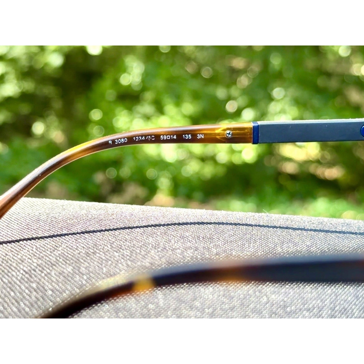 Burberry BE3080 Navy Blue Aviator Sunglasses Check Pattern Temples 59-14-135