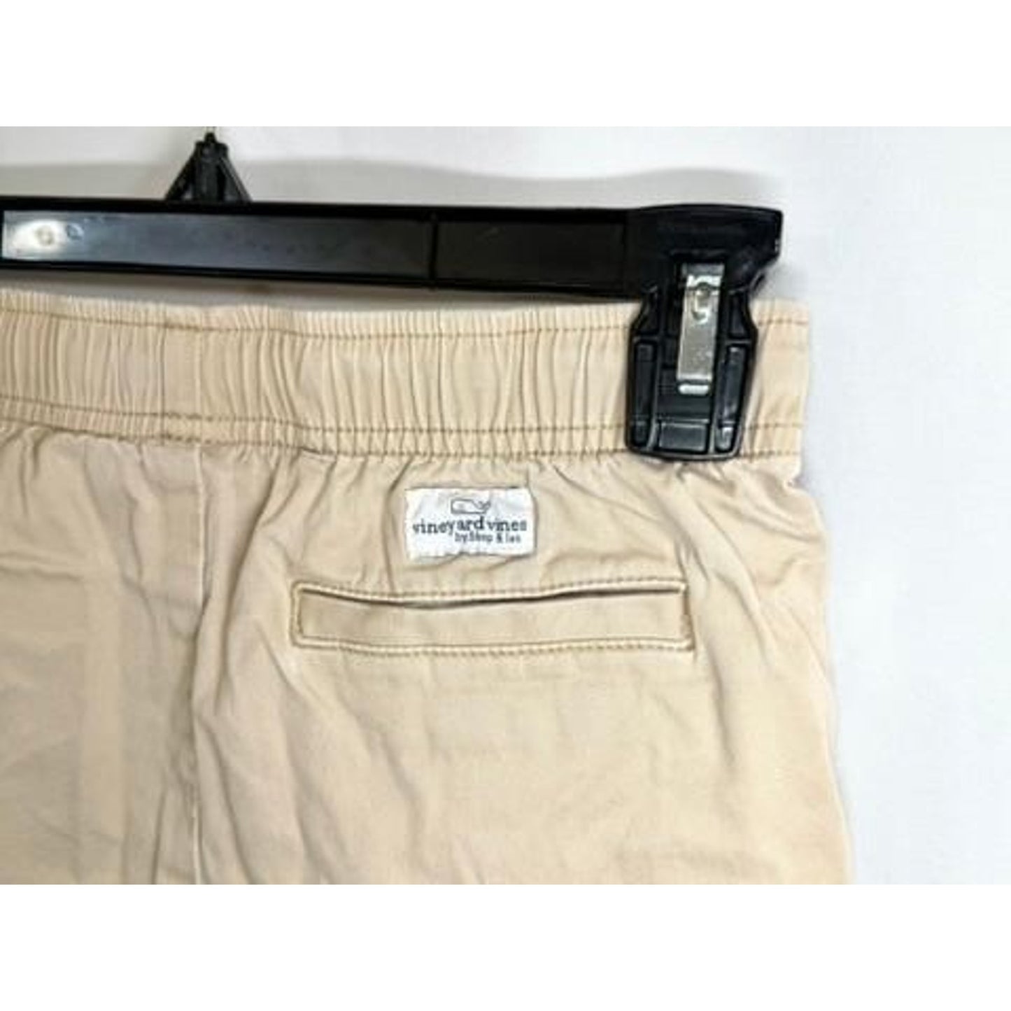 Vineyard Vines Boys Khaki Chino Shorts Size S Beige Elastic Waist Drawstring