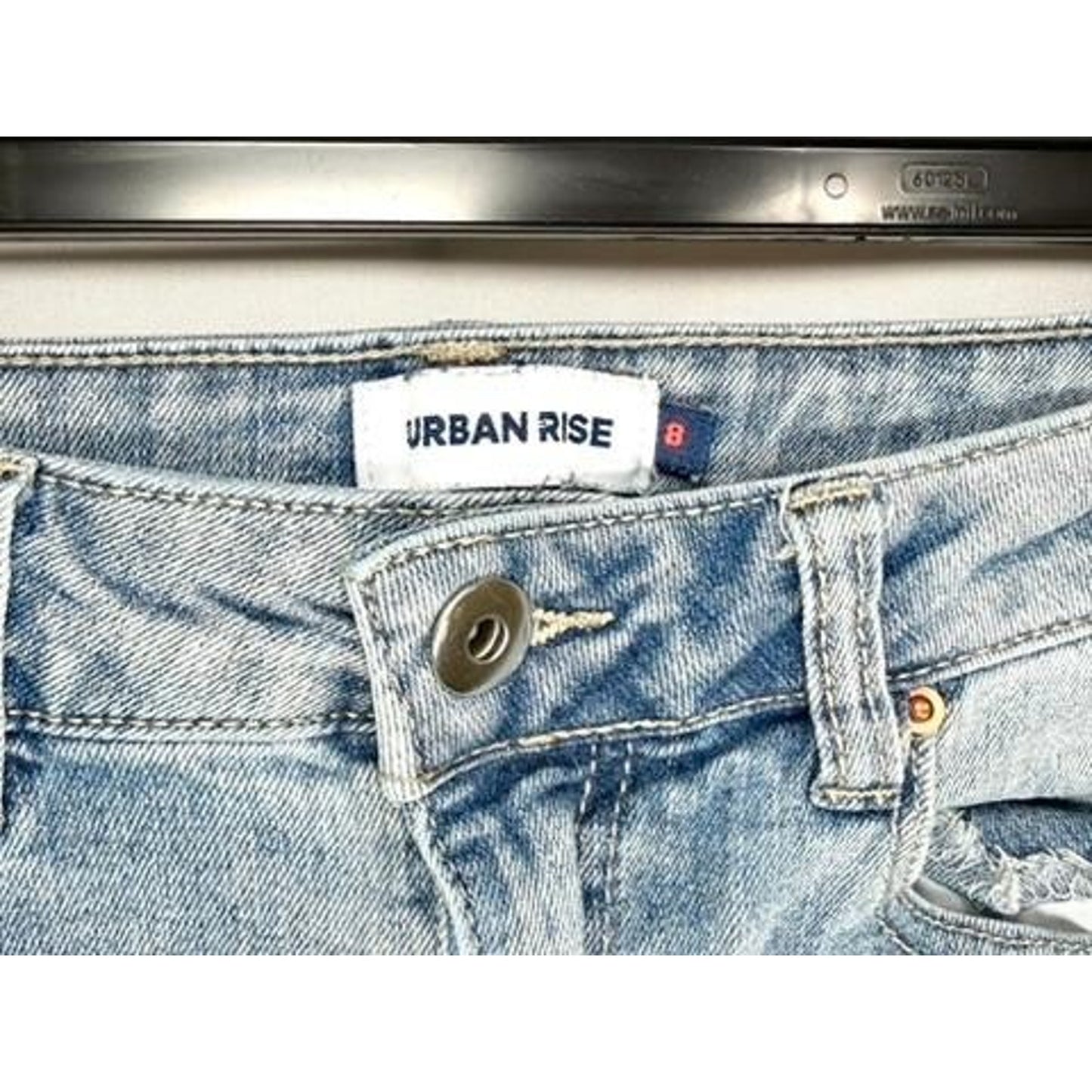 Urban Rise YMI Boys Moto Jeans Size 8 Light Wash Blue Denim Ribbed Moto Detail