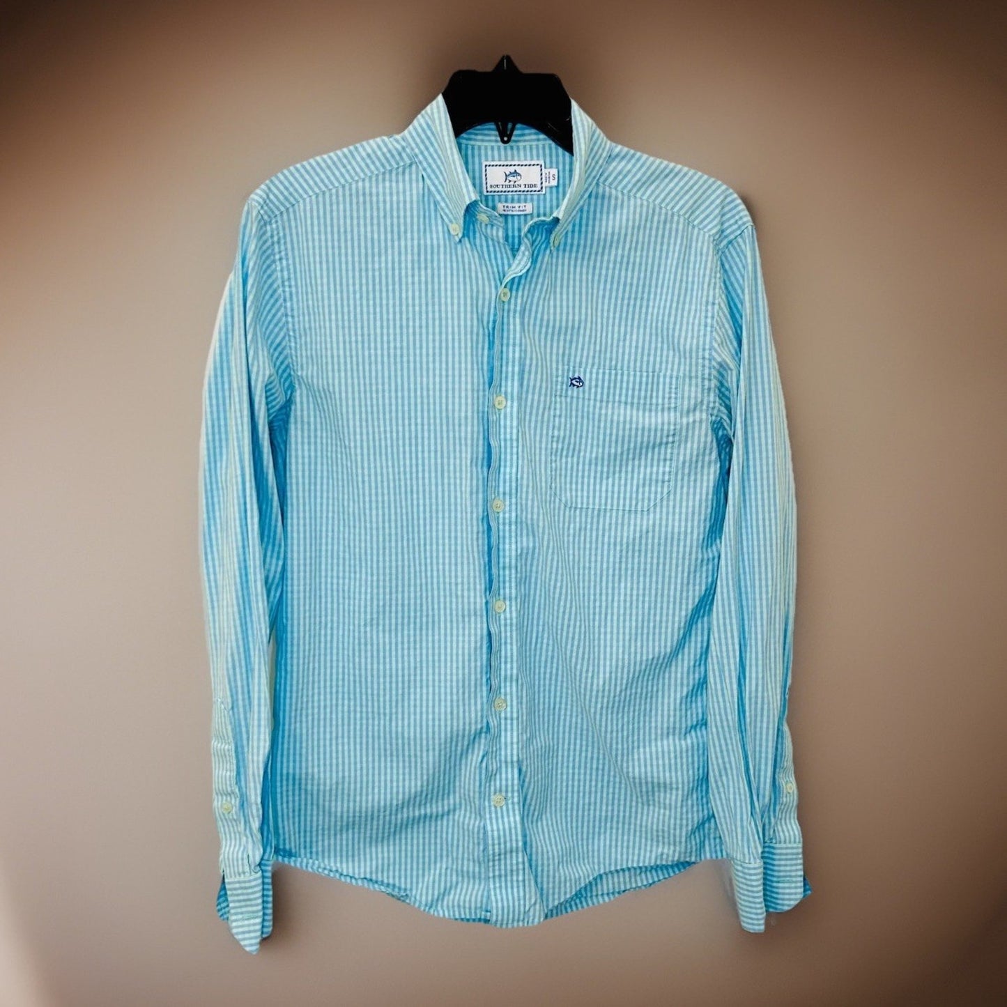 Southern Tide Camana Bay Gingham Sport Shirt - Offshore Green Mens S Stretch