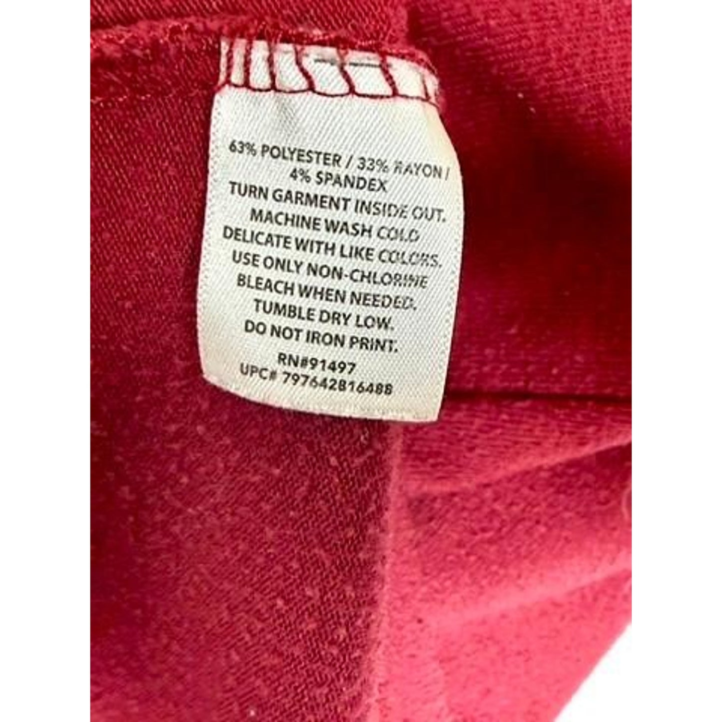 Modern Canvas Autumn Leaves Pumpkins Please Top Womens Large Red 3/4 Sleeve