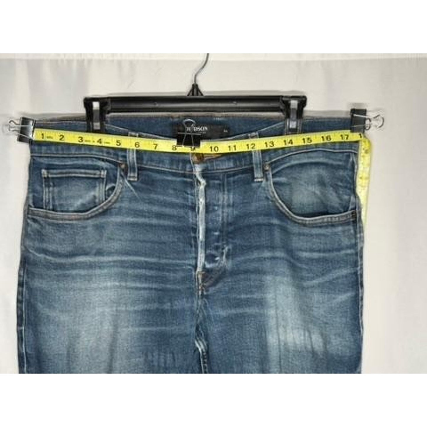 Hudson Jeans Mens 34 Blue Denim Relaxed Skinny Distressed Stretch Pants