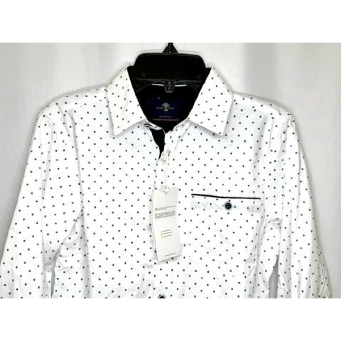 Craft Flow Boys Button Down Shirt Size 8 White Navy Anchor Pattern Long Sleeve