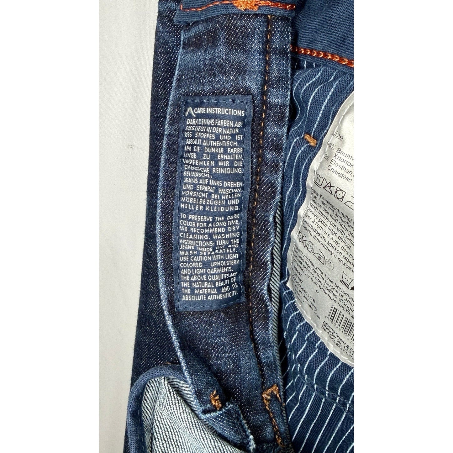 Alberto Pipe Regular Slim Fit Denim Blue Dark Wash 38x30 (Tag 38x34) $245 Retail