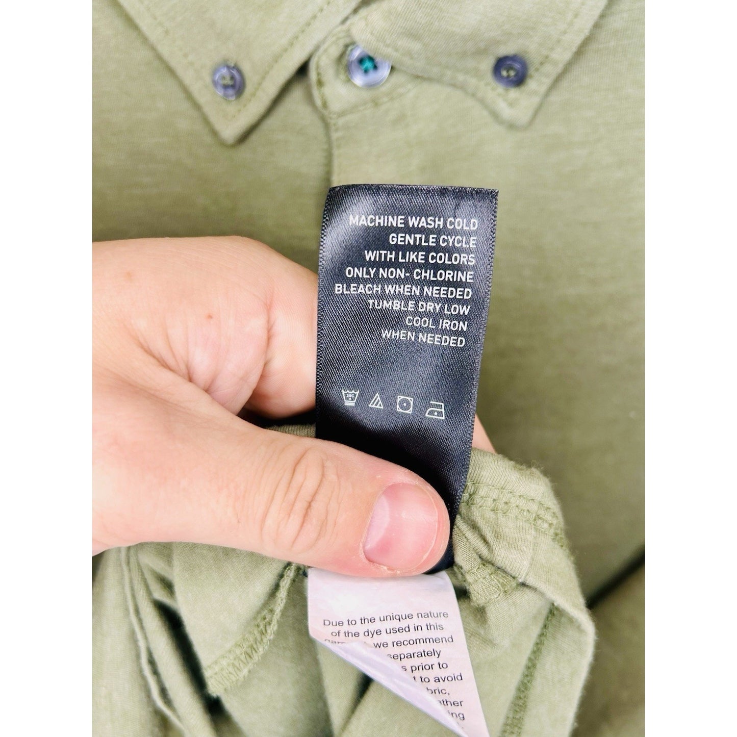 American Rag Mens Shirt Short Sleeve Snap Button Up Military Collar Green Sz L
