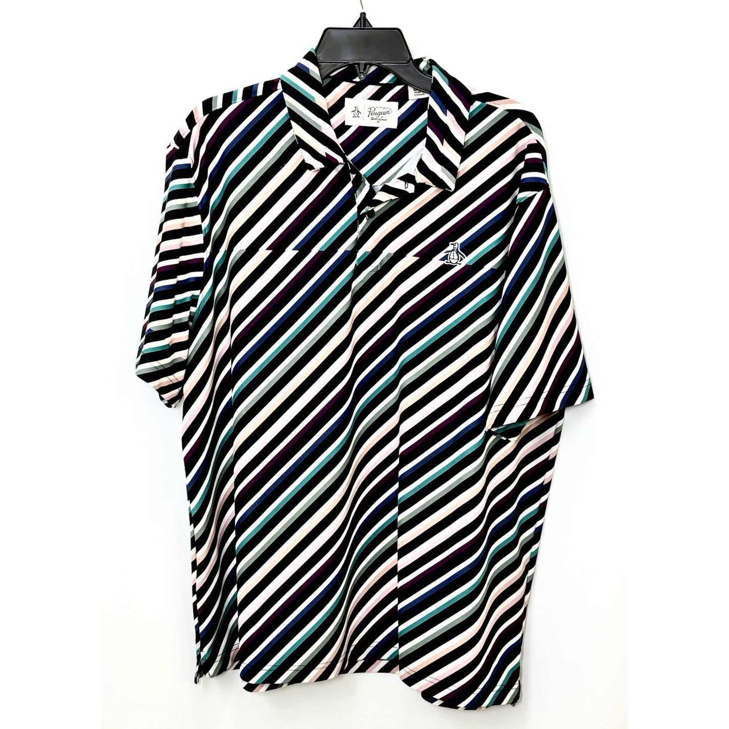 PENGUIN Men's Polo Shirt XL by Munsingwear Performance Stretch Golf Multi Strip