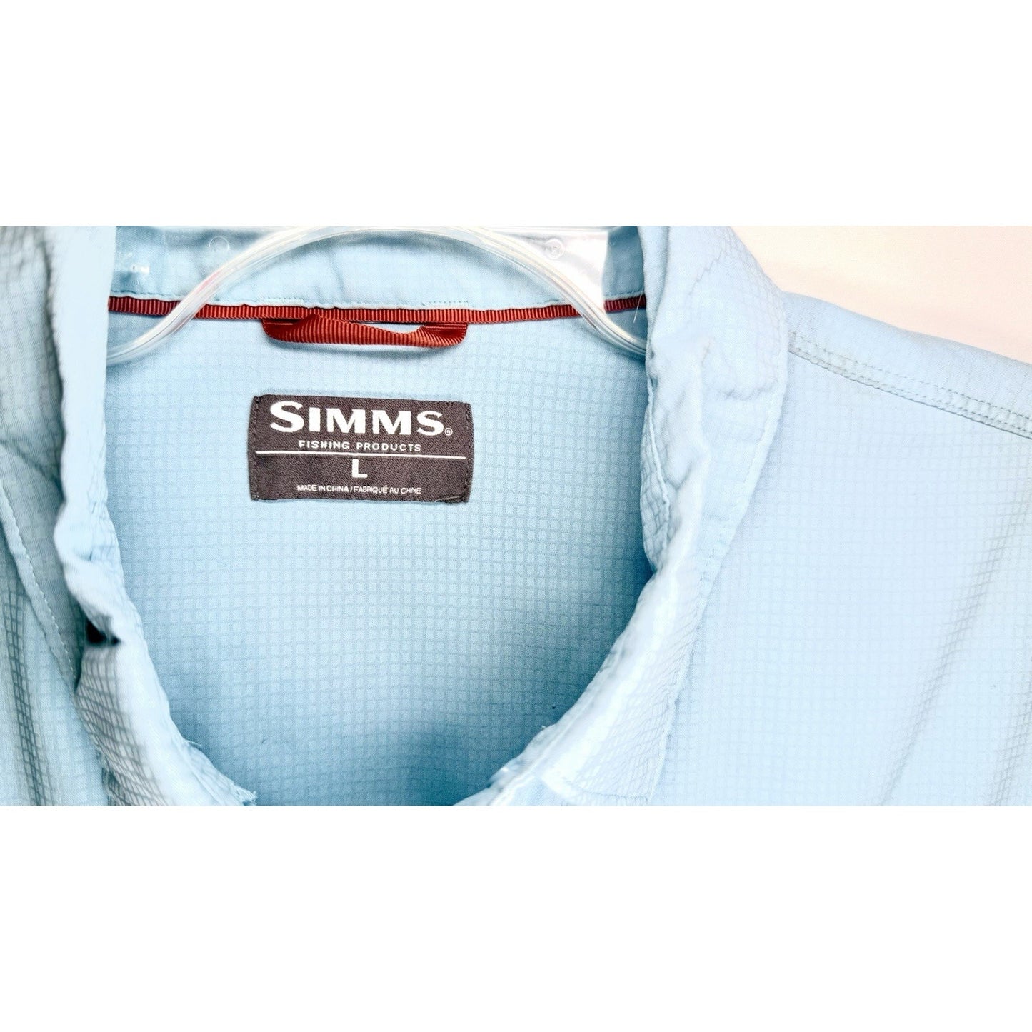 Simms Headwaters Double Haul Fishing Shirt Mens Size Large Light Blue Breathable