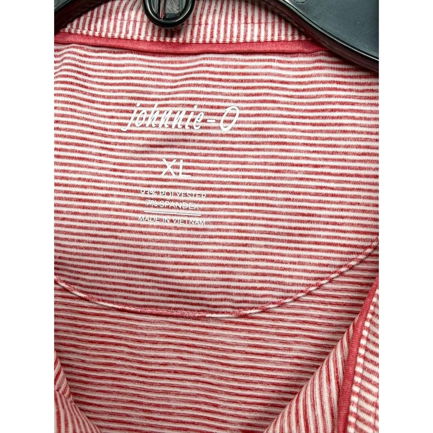 Johnnie-O Golf Polo Shirt Mens XL Red White Striped Short Sleeve Performance