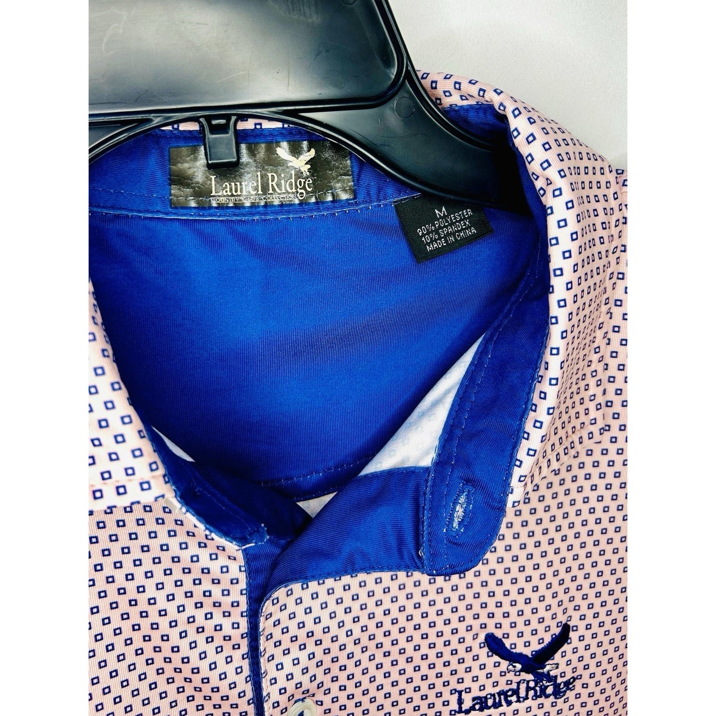 Laurel Ridge Pink/Blue Performance Golf Polo Men’s Size Medium/ Breathable