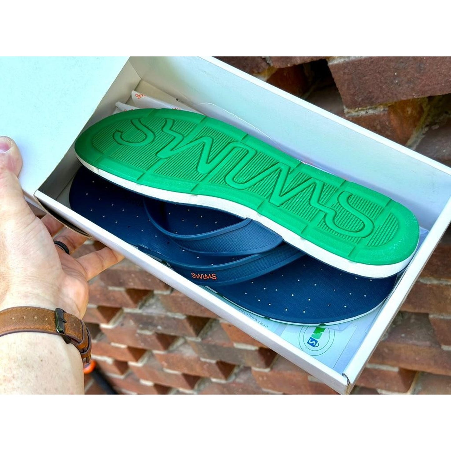 Swims Breeze Thong Sandal Mens 11 Navy Blue Jolly Green Waterproof Flip Flops