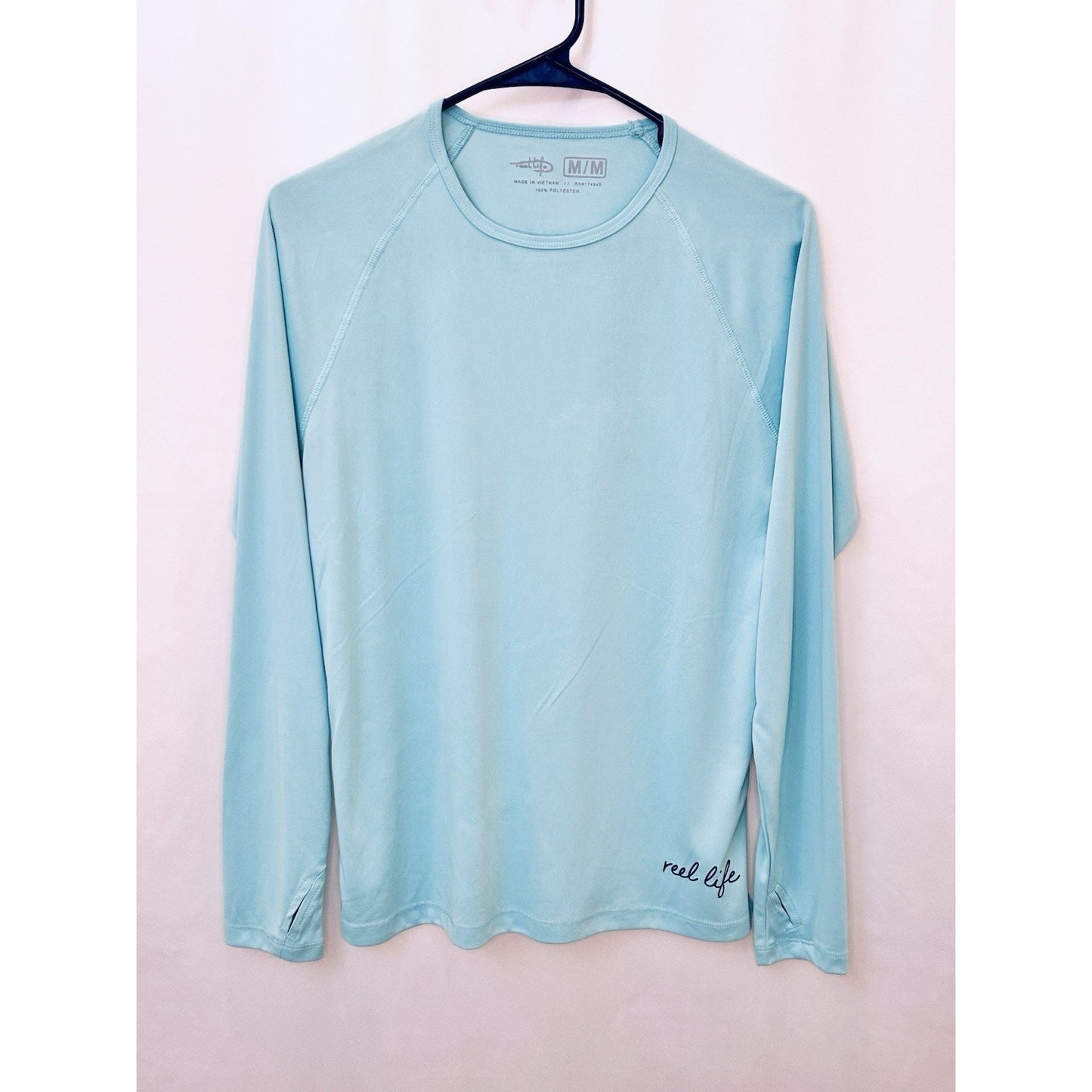 Reel Life Women's Sun Defender Round Neck Long Sleeve UV Top Blue Medium