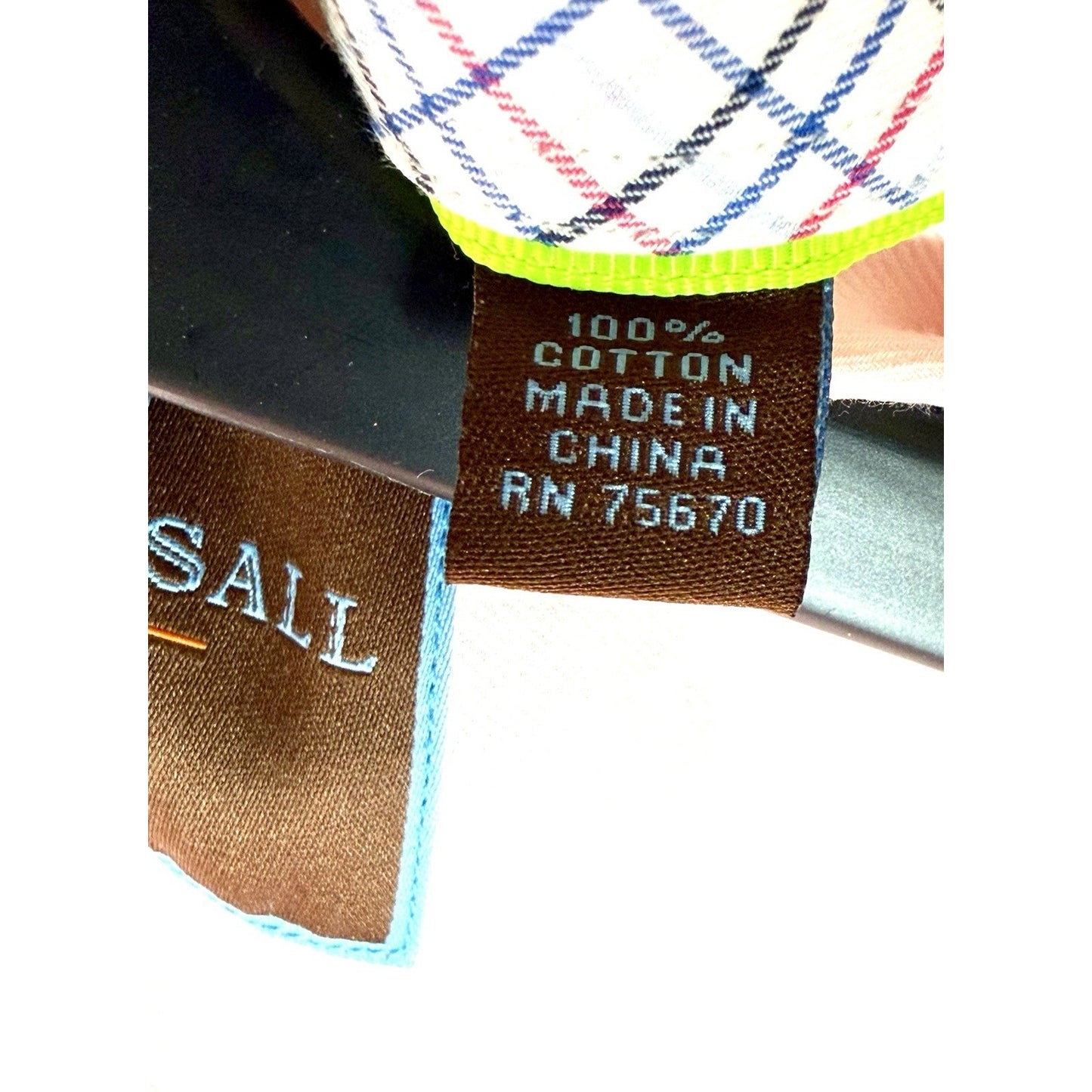 Tattersal London shirt men's large 17 32-33 pink white check long sleeve