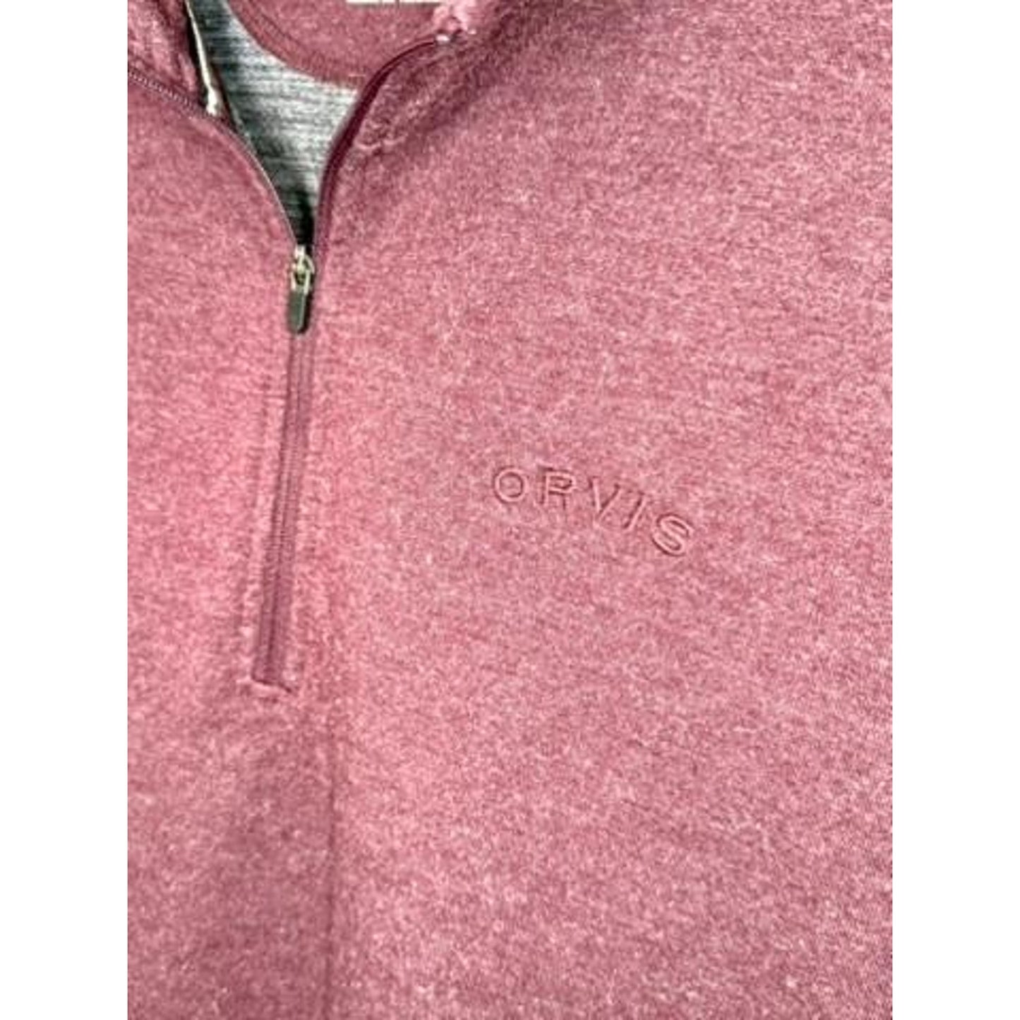 Orvis Quarter Zip Pullover Sweater Mens Medium Burgundy Heather Long Sleeve