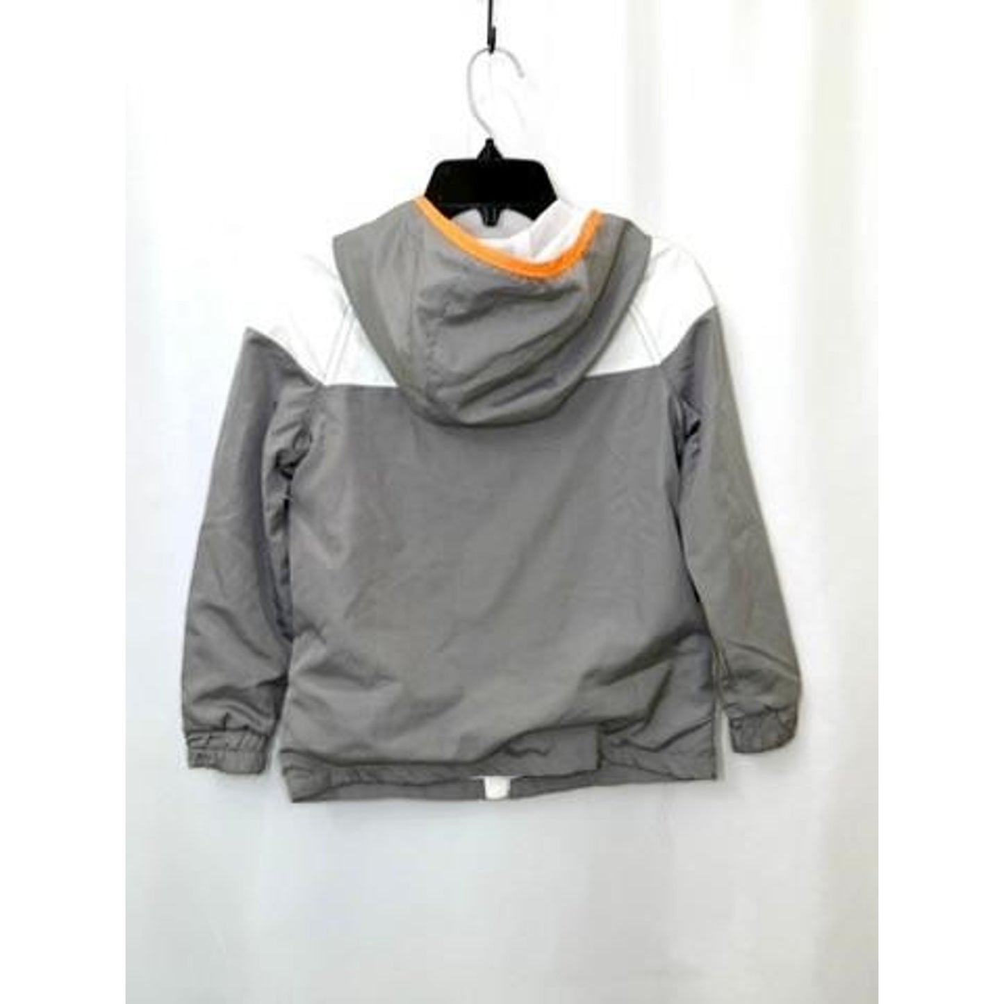 Tommy Bahama Boys Hooded Windbreaker Jacket Size M 7-8 Gray White Orange Zip