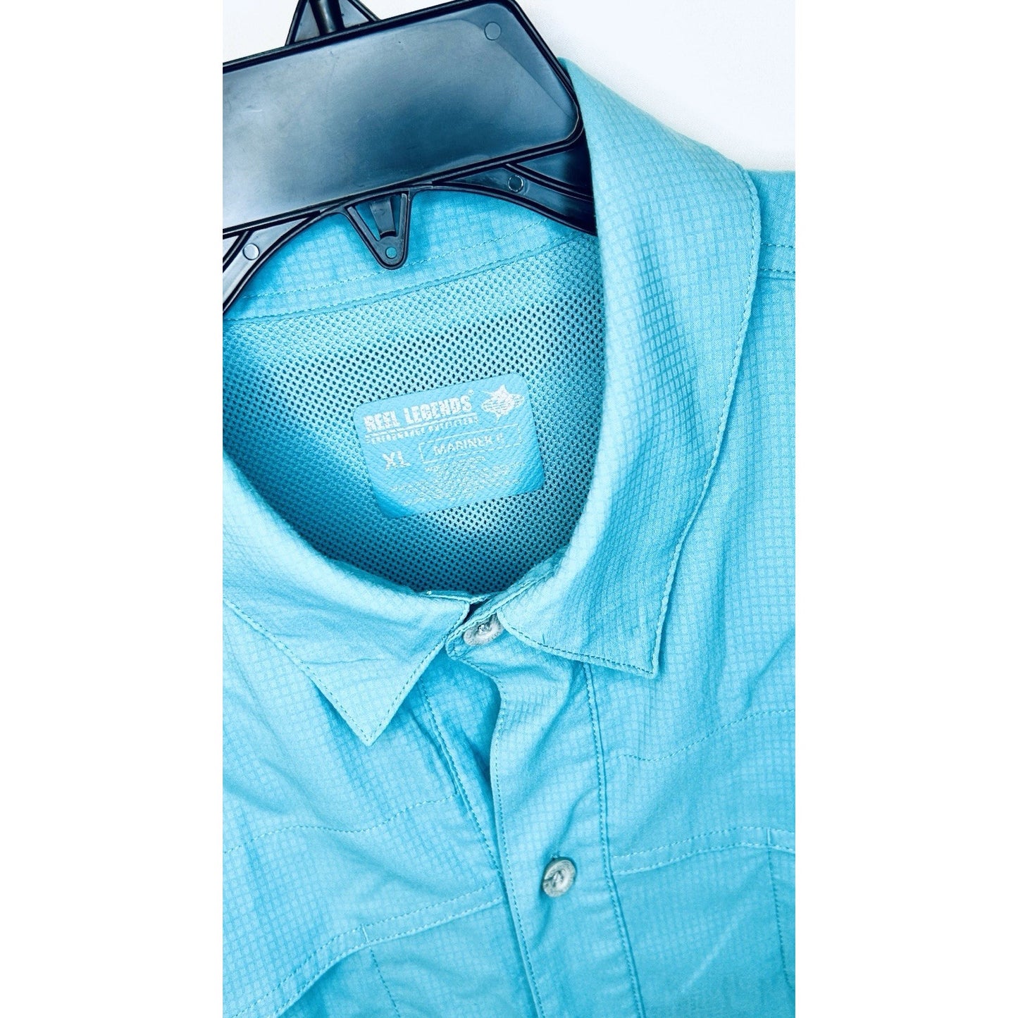 Reel Legends Mariner Shirt Men’s XL / Turquoise / Vented Short Sleeve / Fishing