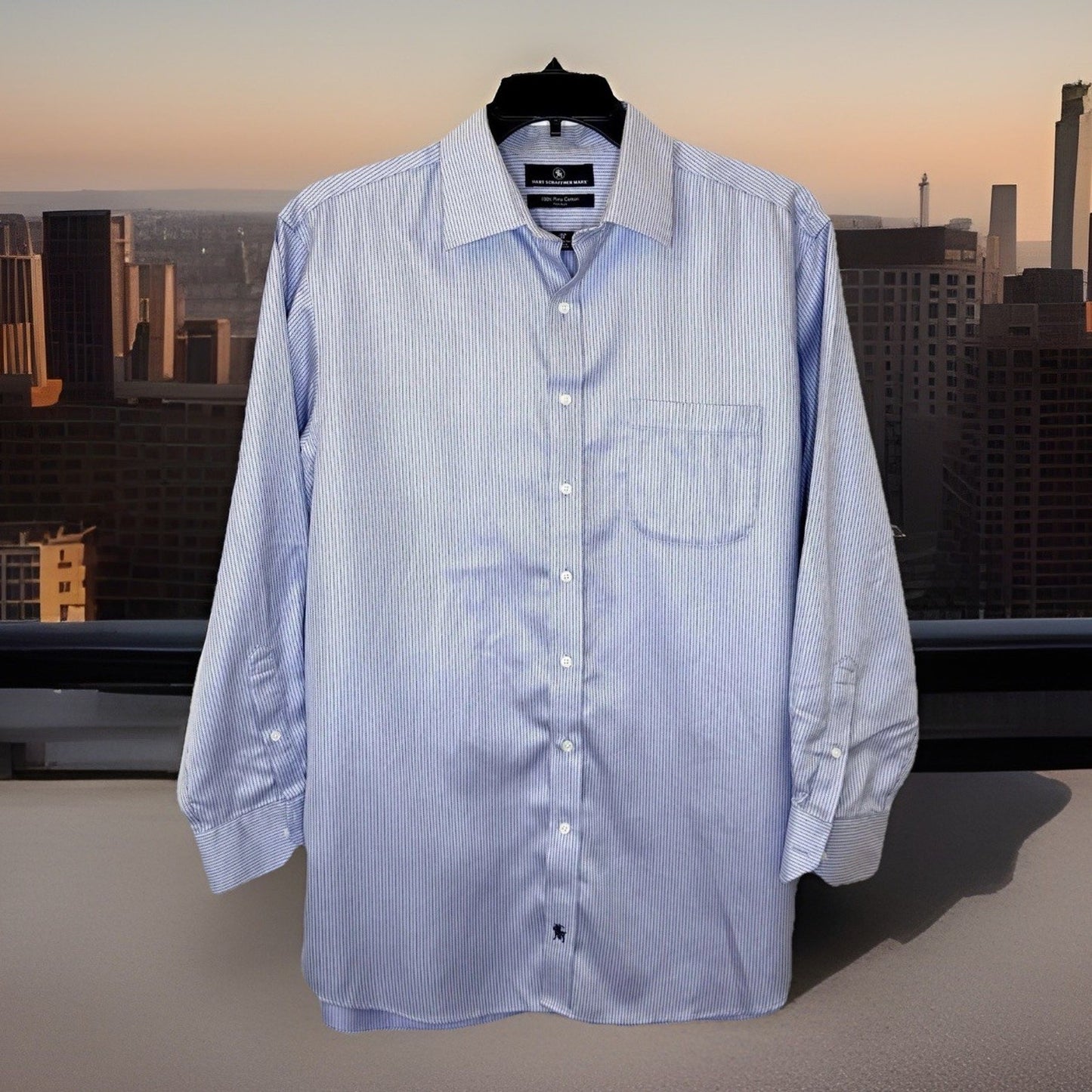 Hart Schaffner Marx Men's Long Sleeve Striped Shirt Cotton Multicolor 16.5-33