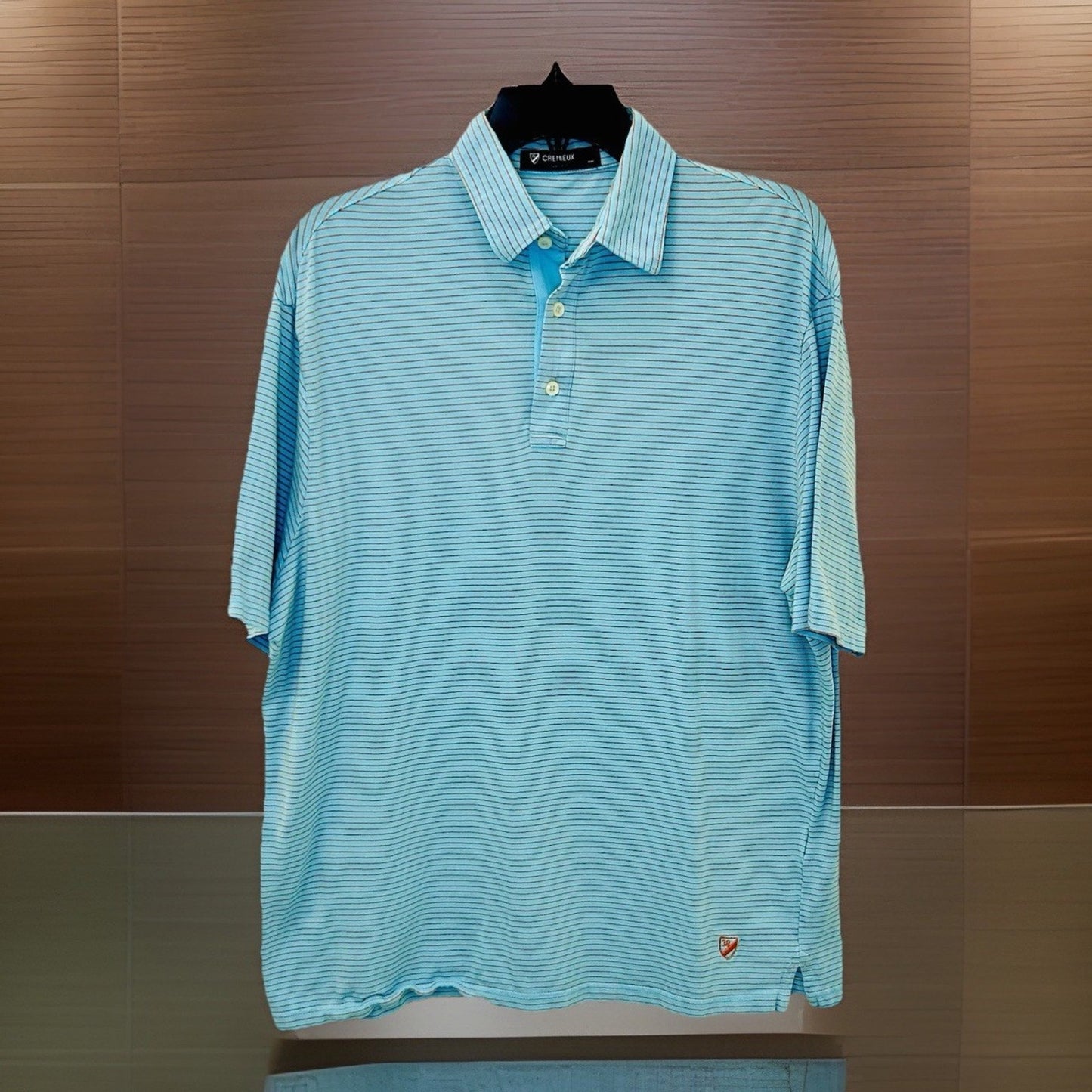 Cremieux Classics Golf Polo Men’s Large Baby Blue/Orange Striped