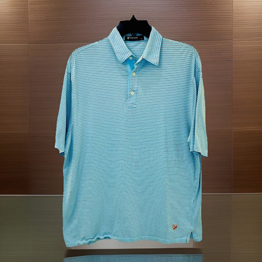 Cremieux Classics Golf Polo Men’s Large Baby Blue/Orange Striped