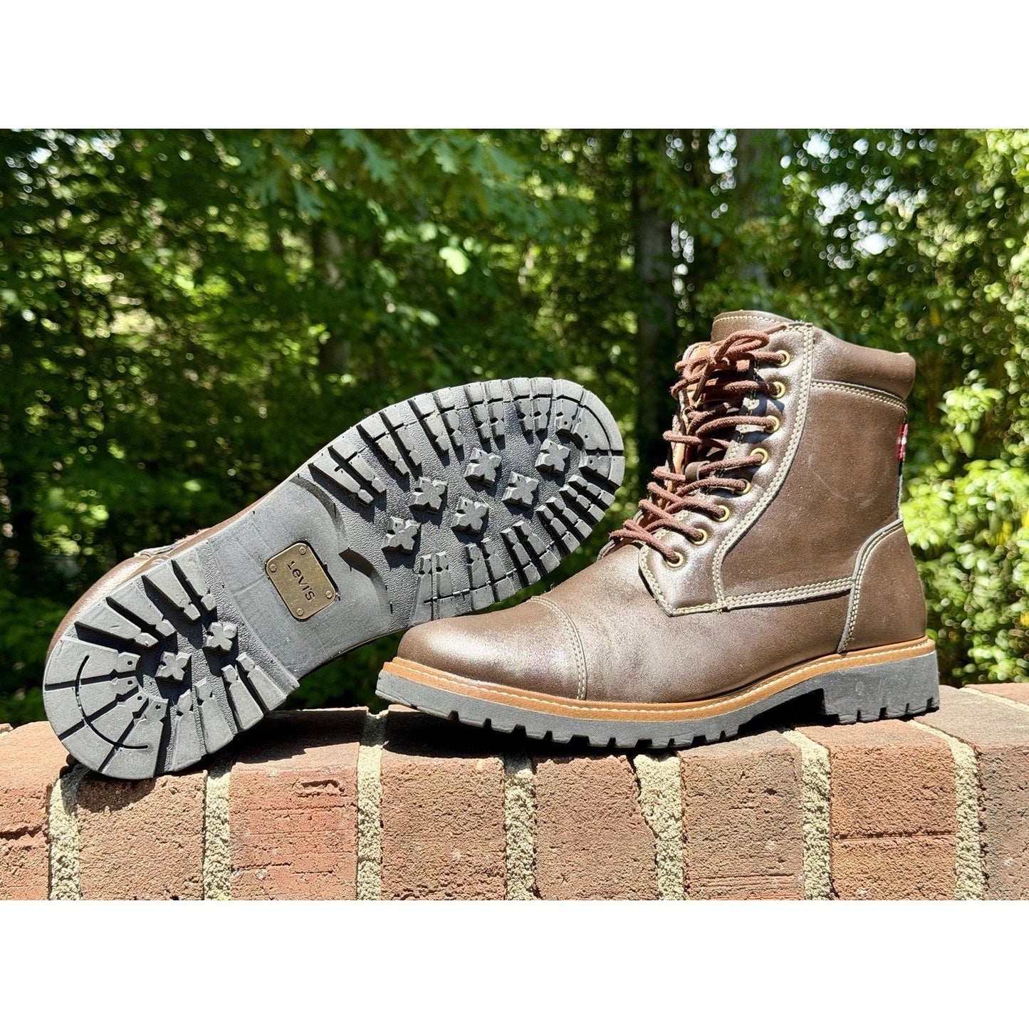 Levi's Mens Wyatt Brown Vegan Leather Lace Up Rugged Casual Boots Size 10 NEW
