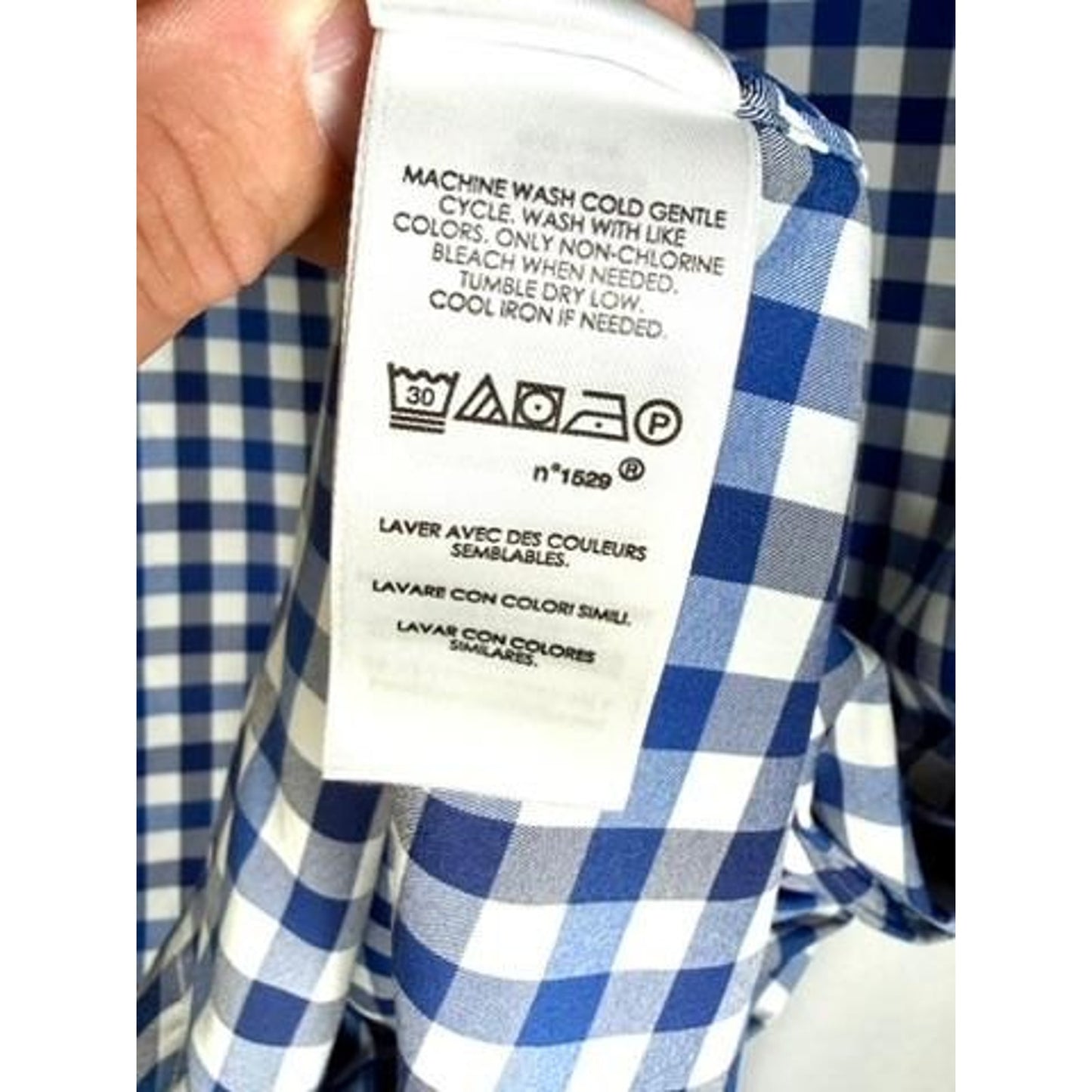 Polo Ralph Lauren Performance Shirt Mens Medium Blue White Gingham Long Sleeve