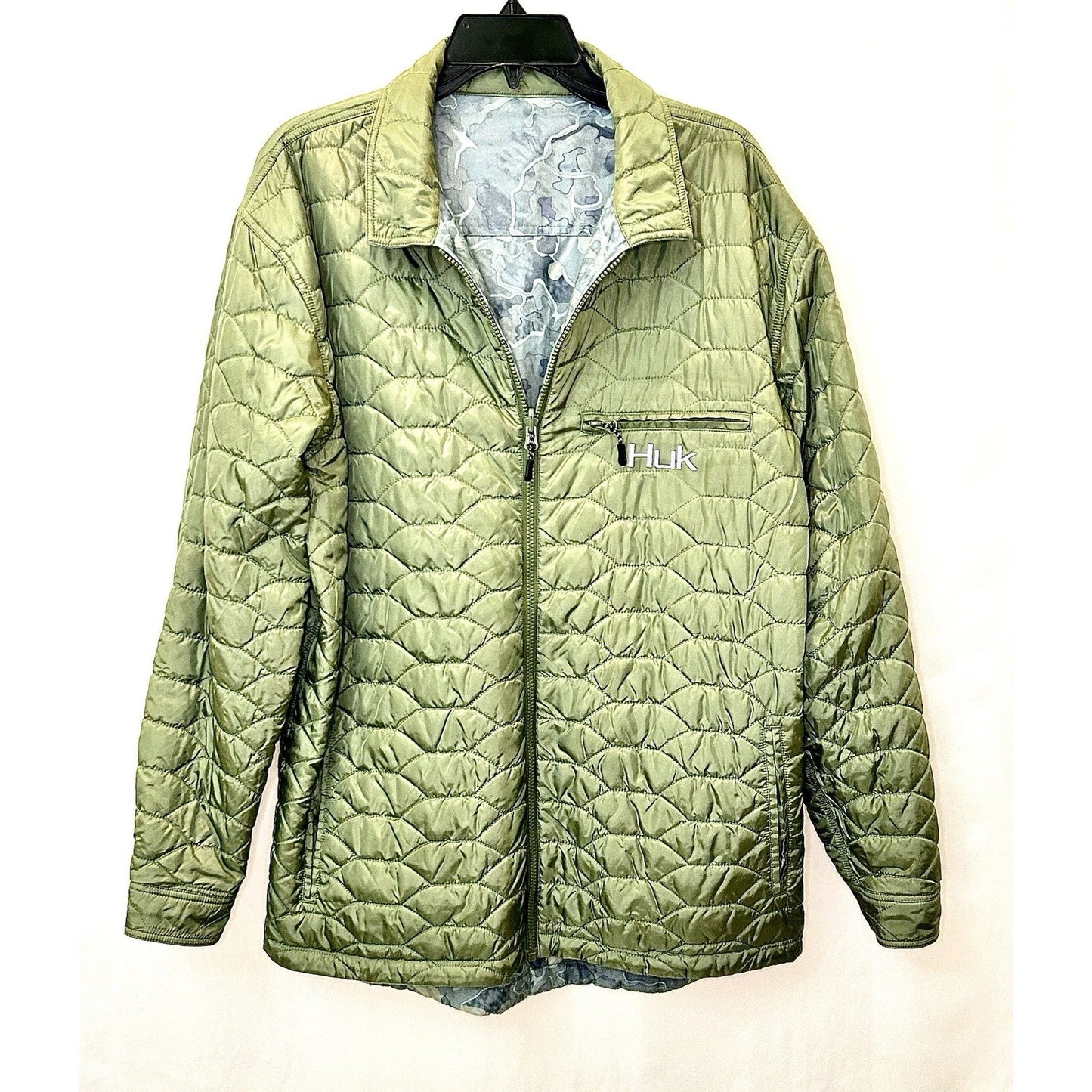 HUK Ballast Reversible Jacket Mens Large Quilted Fishing Water Resistant Outdoor