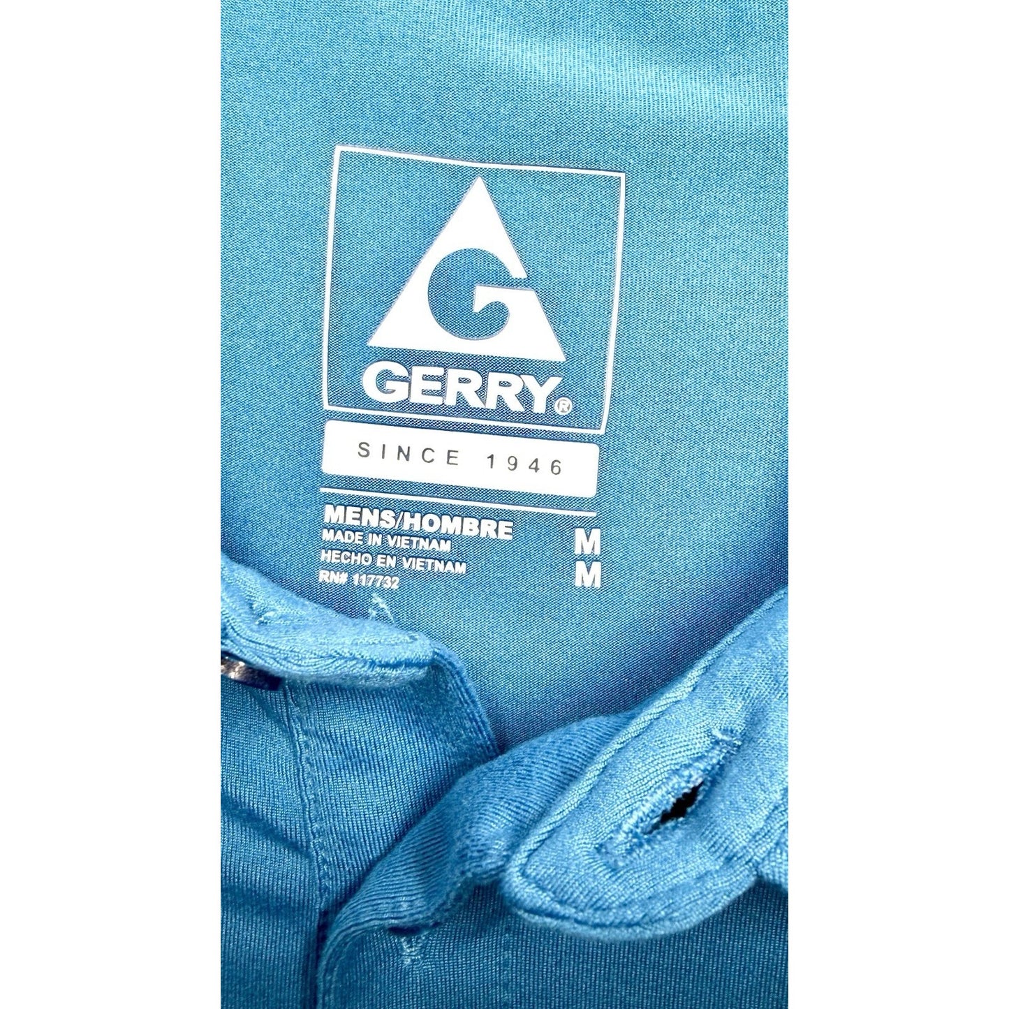 Gerry Men’s Blue Short Sleeve Collared 3 Button Comfort Stretch Polo Shirt s M