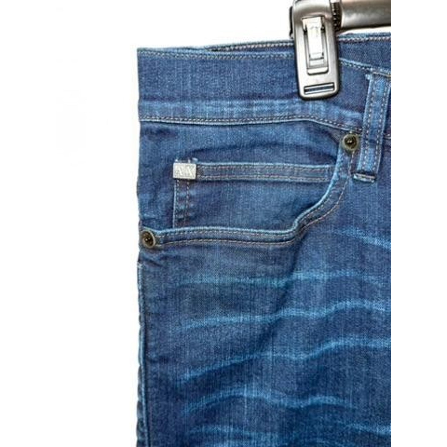 Armani Exchange Mens 36 Jeans Blue Denim Straight Leg Zipper Pockets Stretch