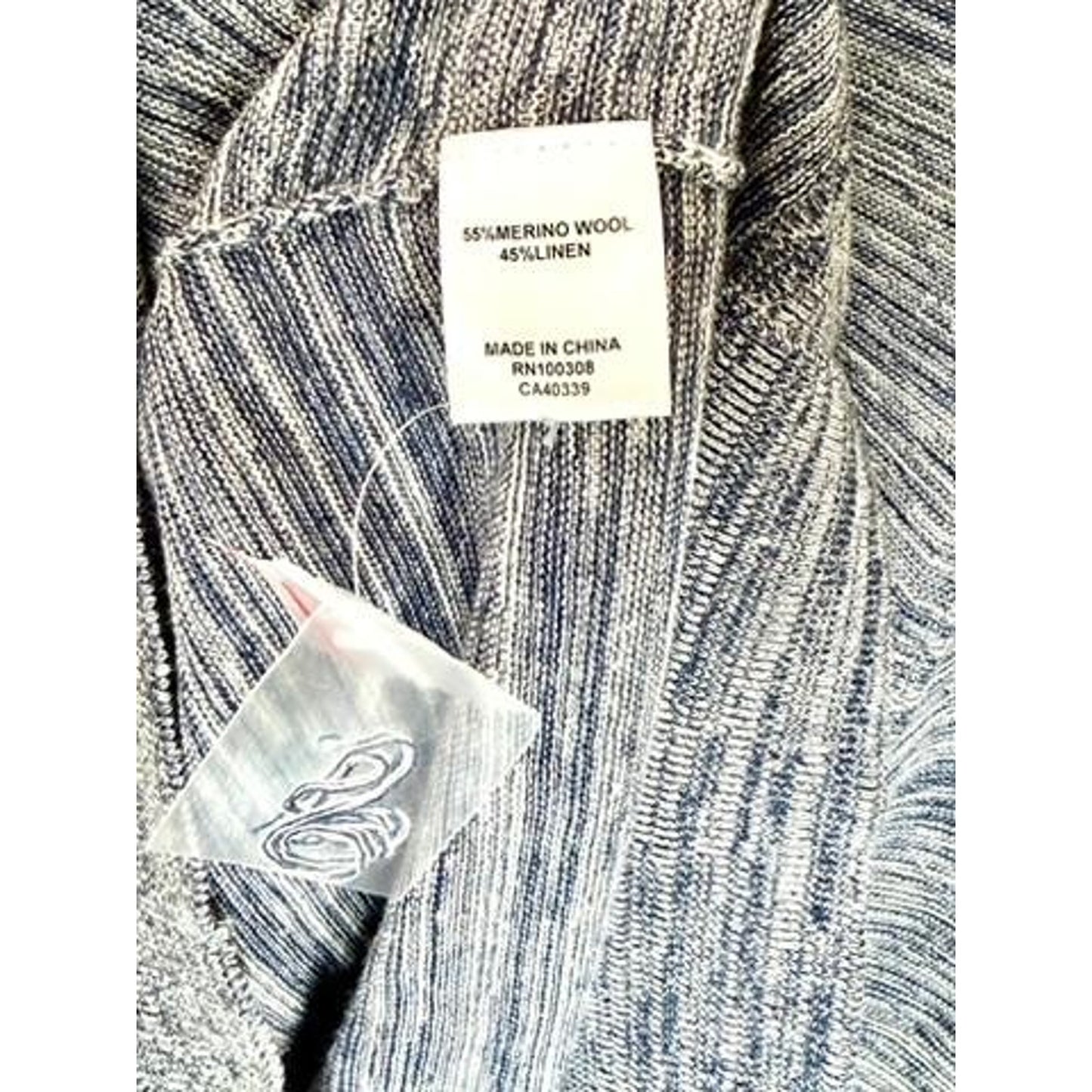 Peter Millar Crewneck Sweater Mens Large Blue Space Dye Merino Wool Linen Blend