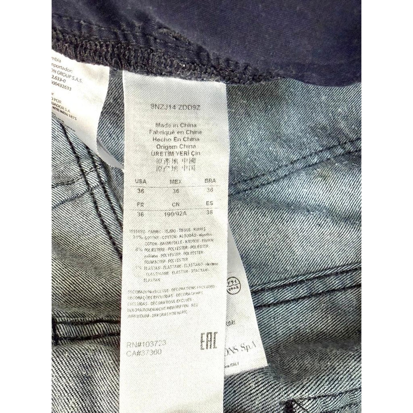 Armani Exchange Mens Jeans Size 36 Skinny Fit Dark Wash Blue Denim Stretch