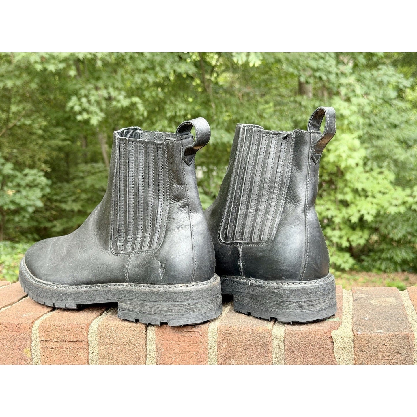 AllSaints Bloom Men's Chelsea Boots Washed Black Leather Lug Sole Size 46 US 13