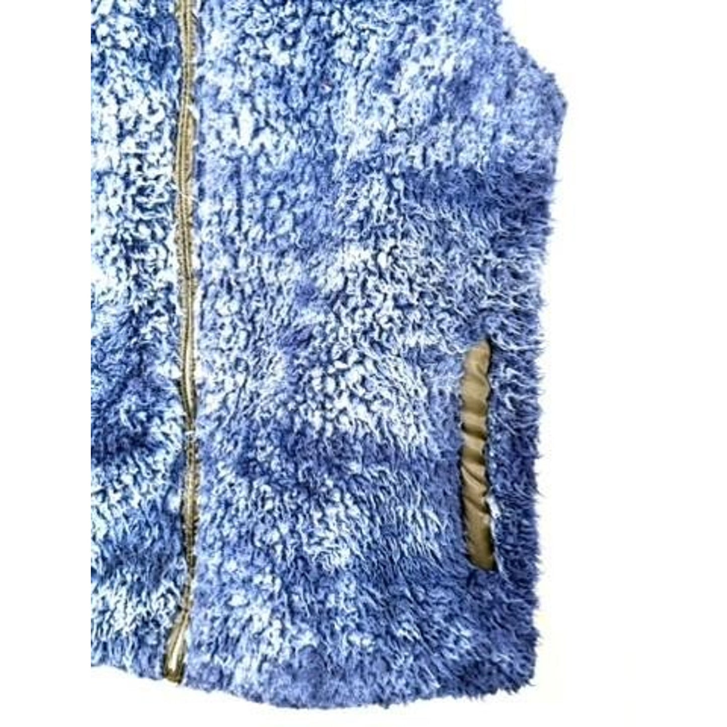 Simply Southern Sherpa Fleece Vest Womens Medium Blue Full Zip Faux Fur Collar