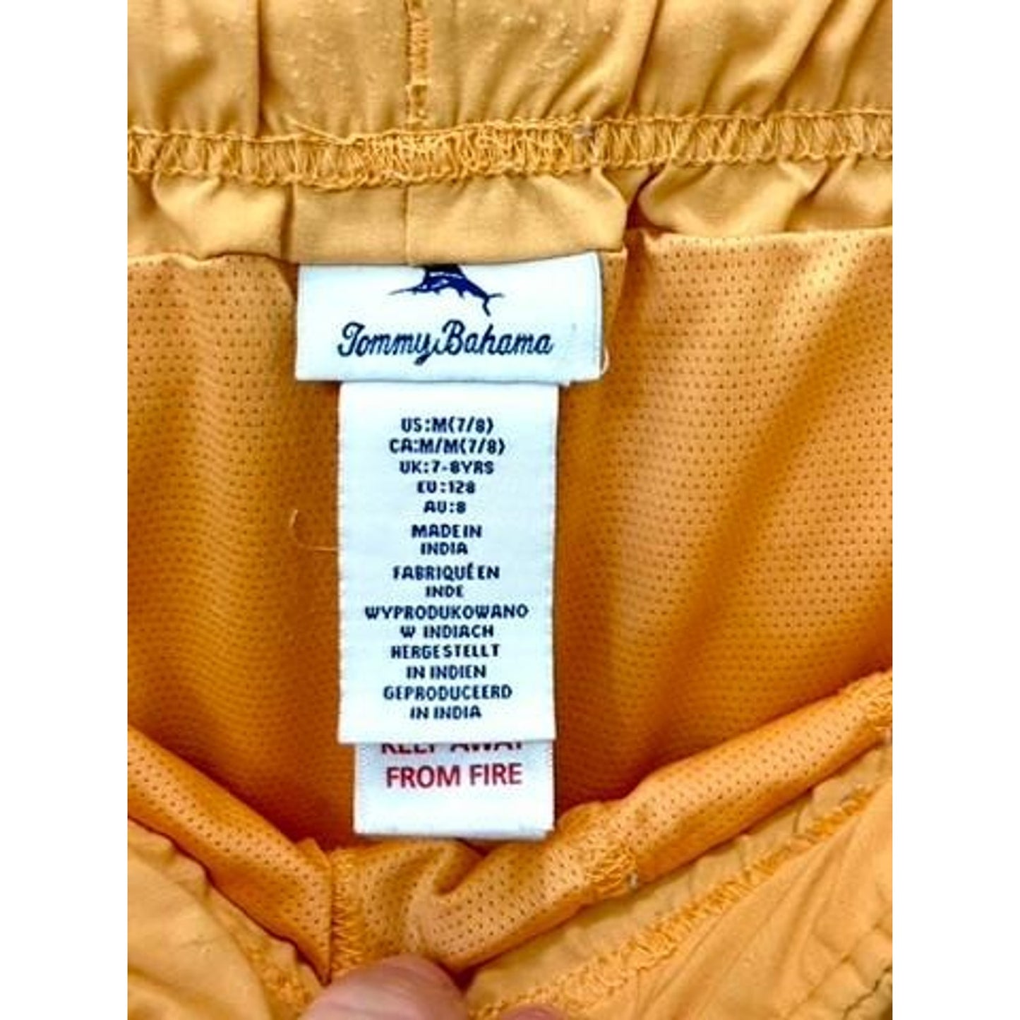 Tommy Bahama Boys Board Shorts Size M 7 8 Orange Swim Trunks Drawstring