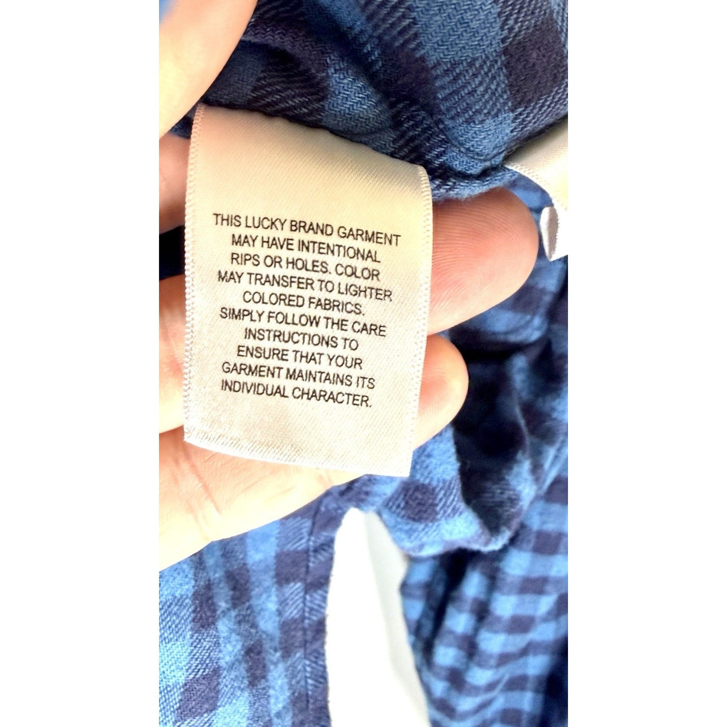 Lucky Brand Saturday Stretch Blue Plaid Men’s Large Pearl Snap Flannel Shirt
