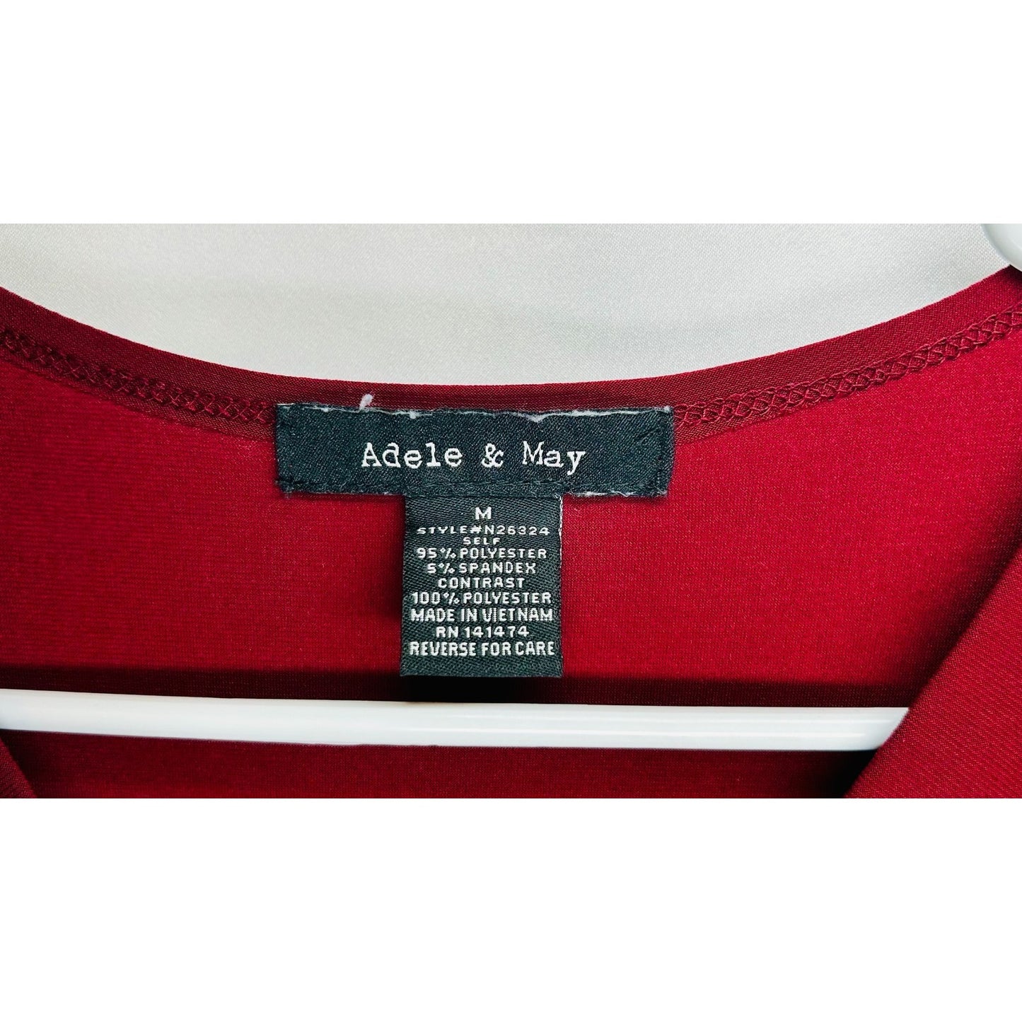 Adele & May Woman's Red Sheer Sleeve V-Neck Blouse Size Medium