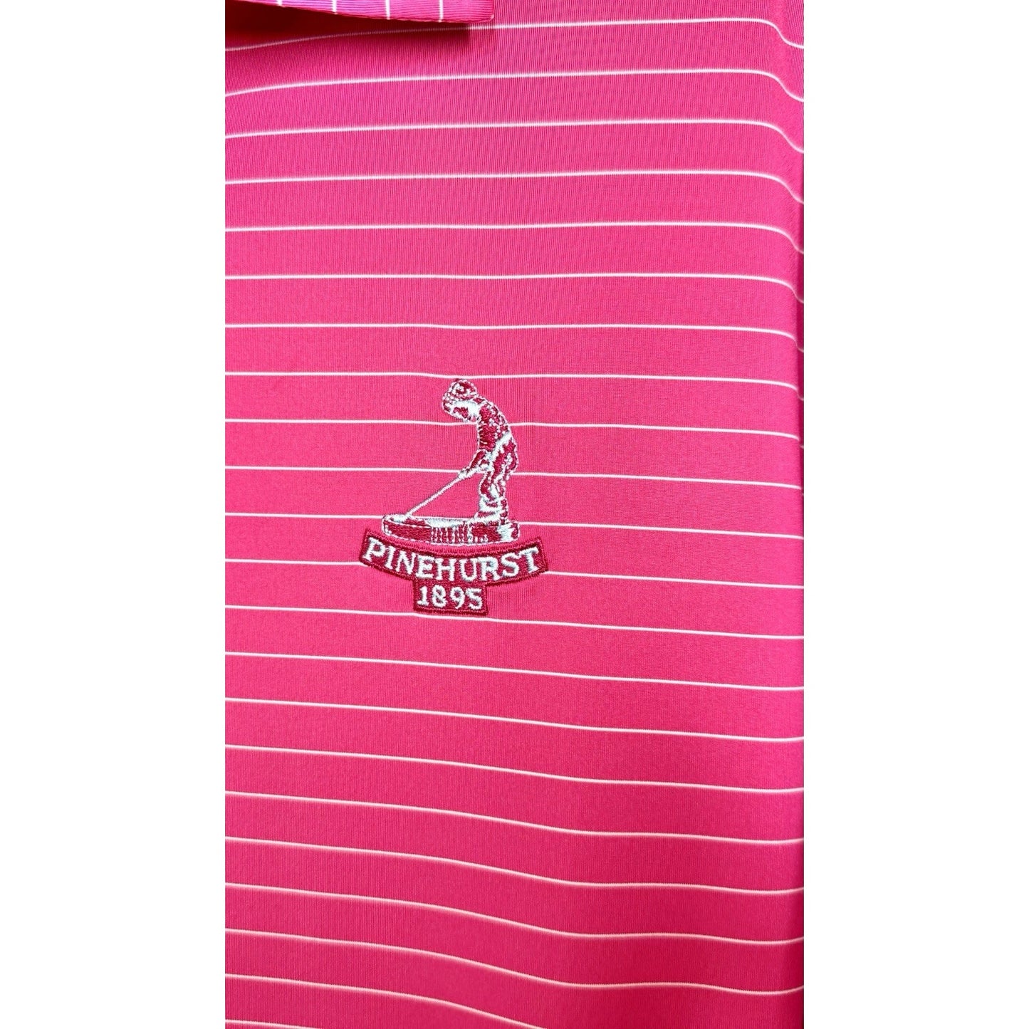 FootJoy Mens Golf Polo Shirt Pink White Striped Stretch Embroidered Top Tall L