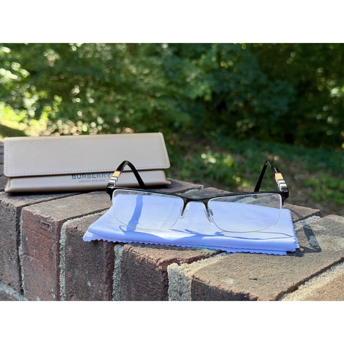 Burberry BE1282 1001 Black Palladium Semi-Rimless Men's Eyeglasses Frames 55-18