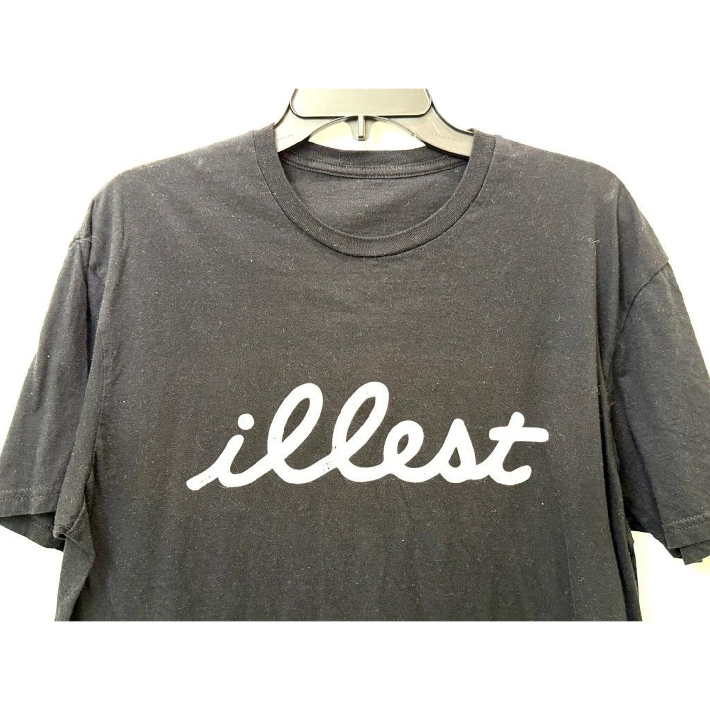 Illest Script Logo Graphic T-Shirt Mens Large Black Short Sleeve Streetwear Tee