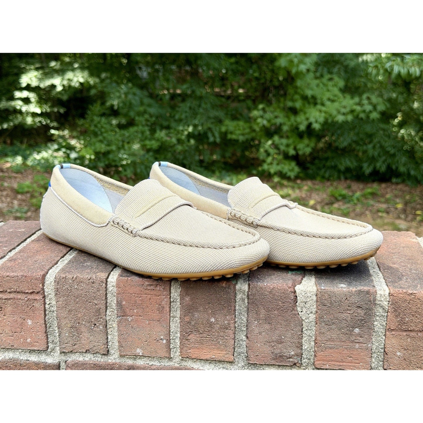 Rothy's The Driving Loafer Mens 12.5 Barley Beige Slip On Knit Shoes Worn Once