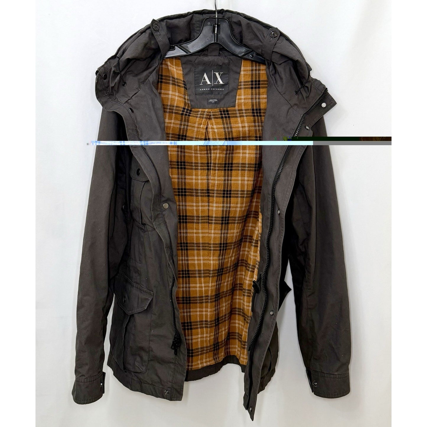 ARMANI EXCHANGE A/X Hidden Hood Dark Gray Jacket Mens Size Large - Worn Twice
