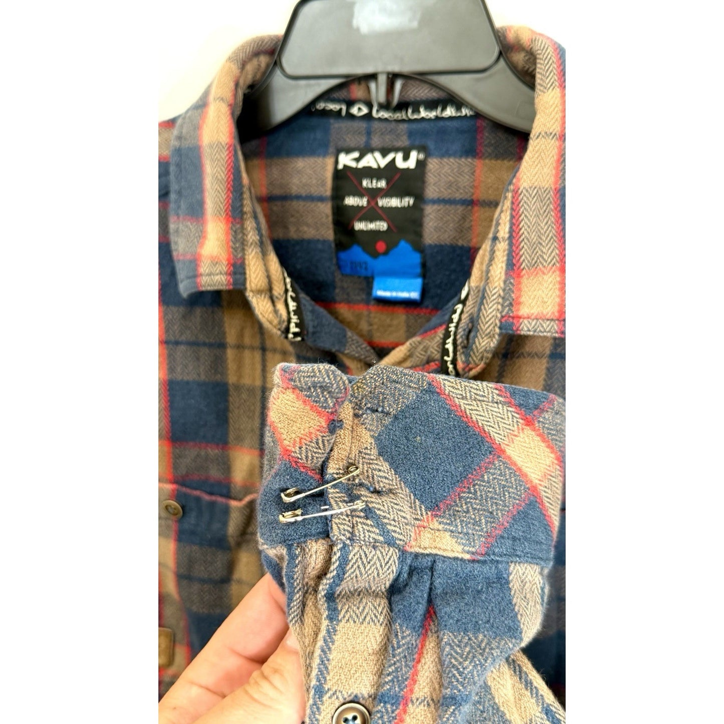 KAVU Men's Big Joe Flannel Shirt Large Plaid Cotton Corner Clay Size XXL