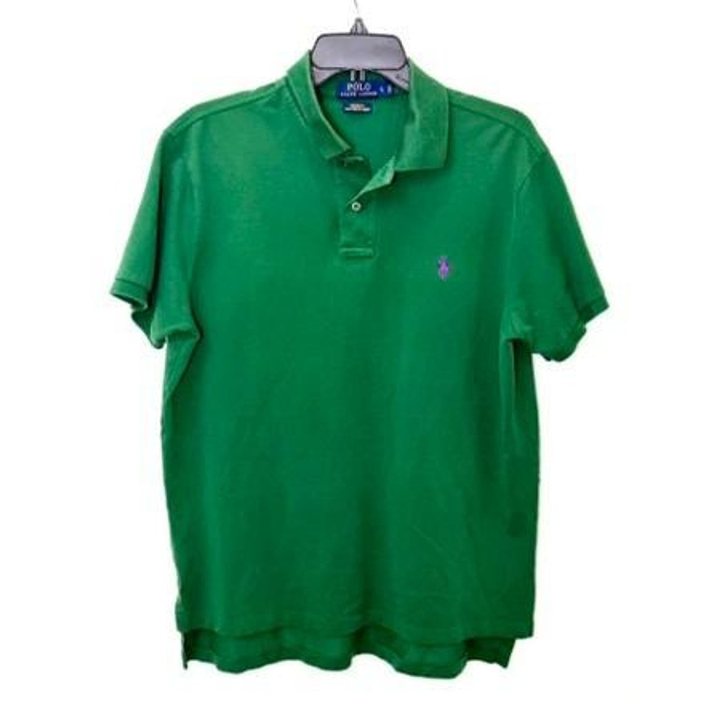 Polo Ralph Lauren Shirt Mens Large Green Custom Fit Pima Stretch Mesh Polo