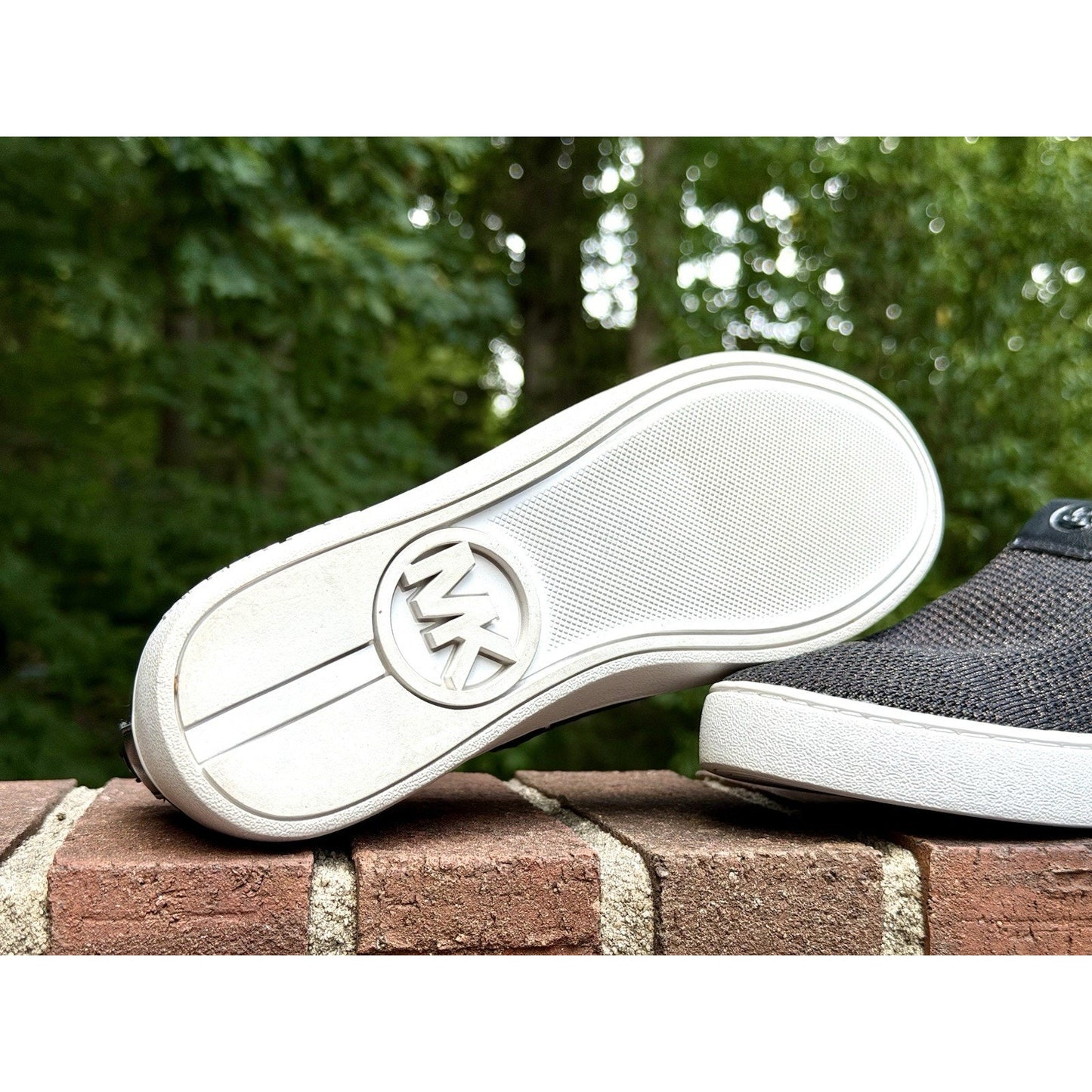 MICHAEL KORS Juno Knit Slip On Sneakers Black Bronze Metallic Women’s Size 7 M