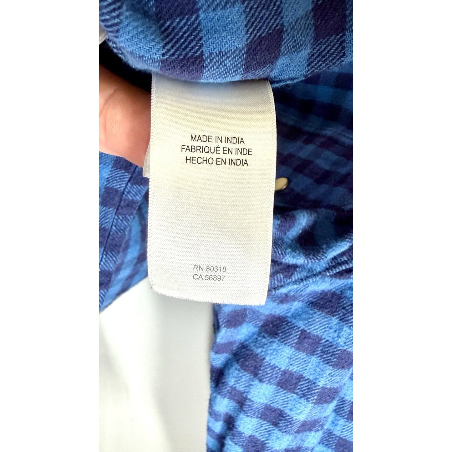 Lucky Brand Saturday Stretch Blue Plaid Men’s Large Pearl Snap Flannel Shirt