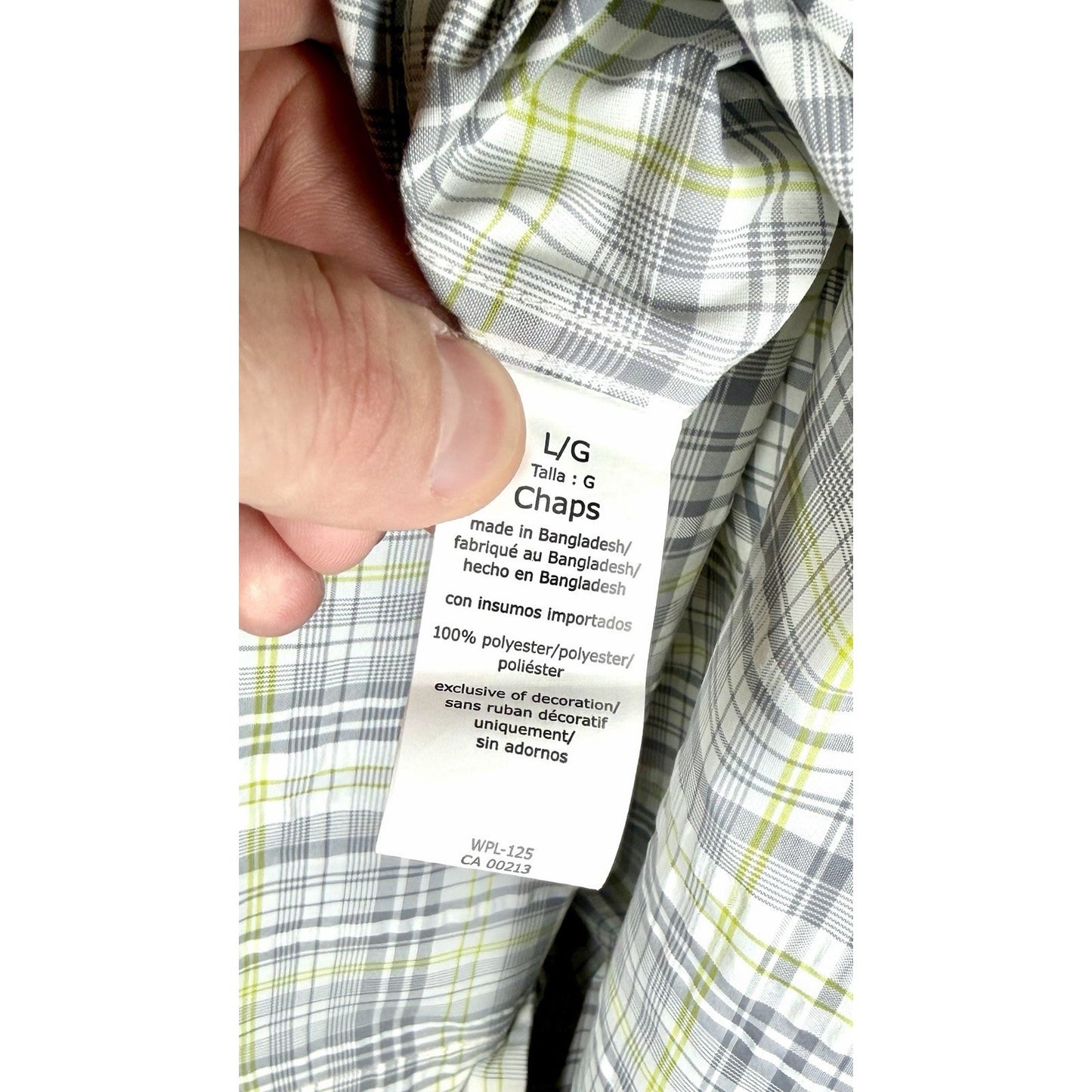 Chaps Shirt Mens Large Button Down Shirt Short Sleeve Grey Easy Care