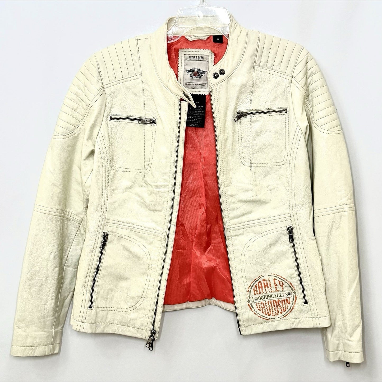 Harley Davidson Women’s SPRING BROOK Leather Jacket Off-White - Size Medium