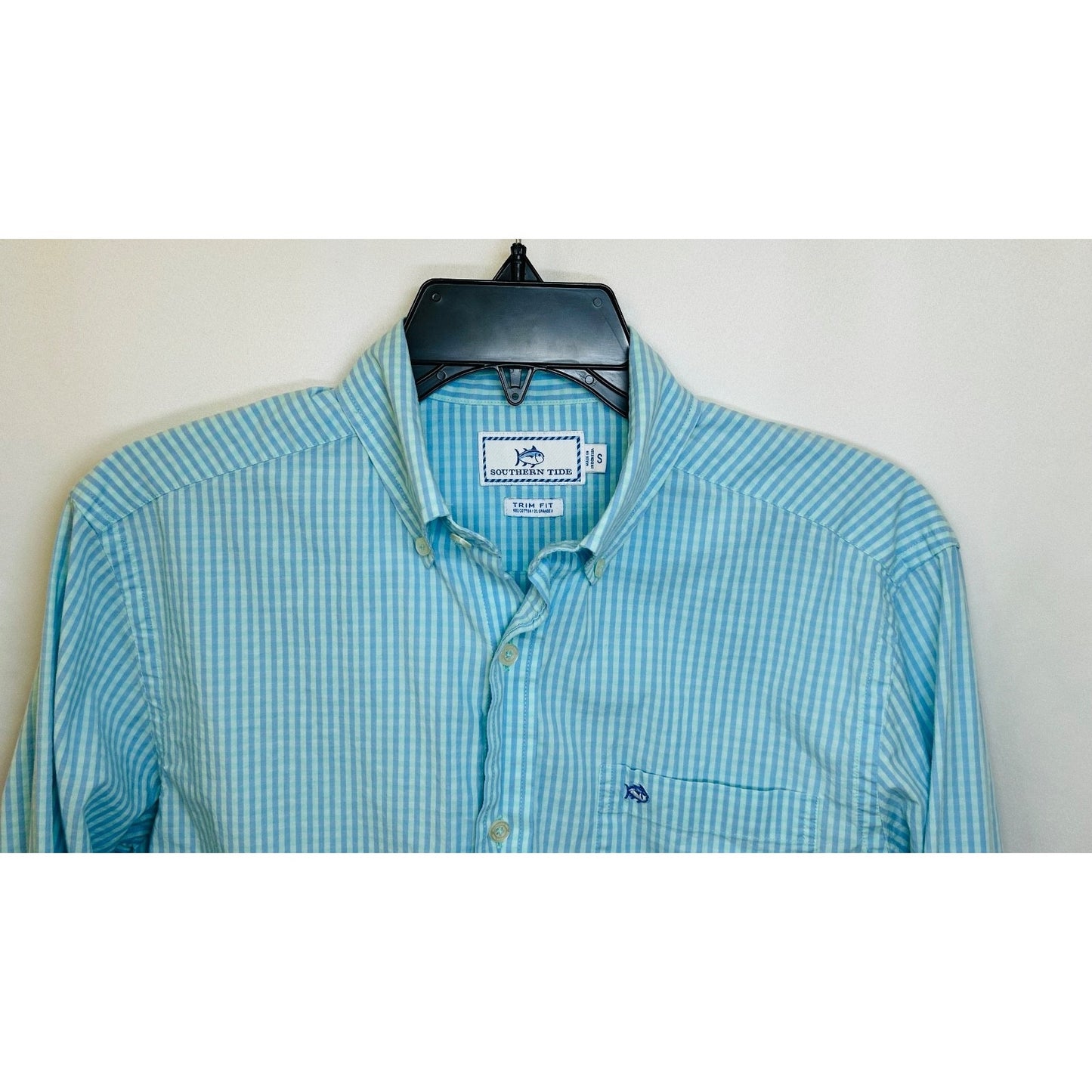 Southern Tide Camana Bay Gingham Sport Shirt - Offshore Green Mens S Stretch