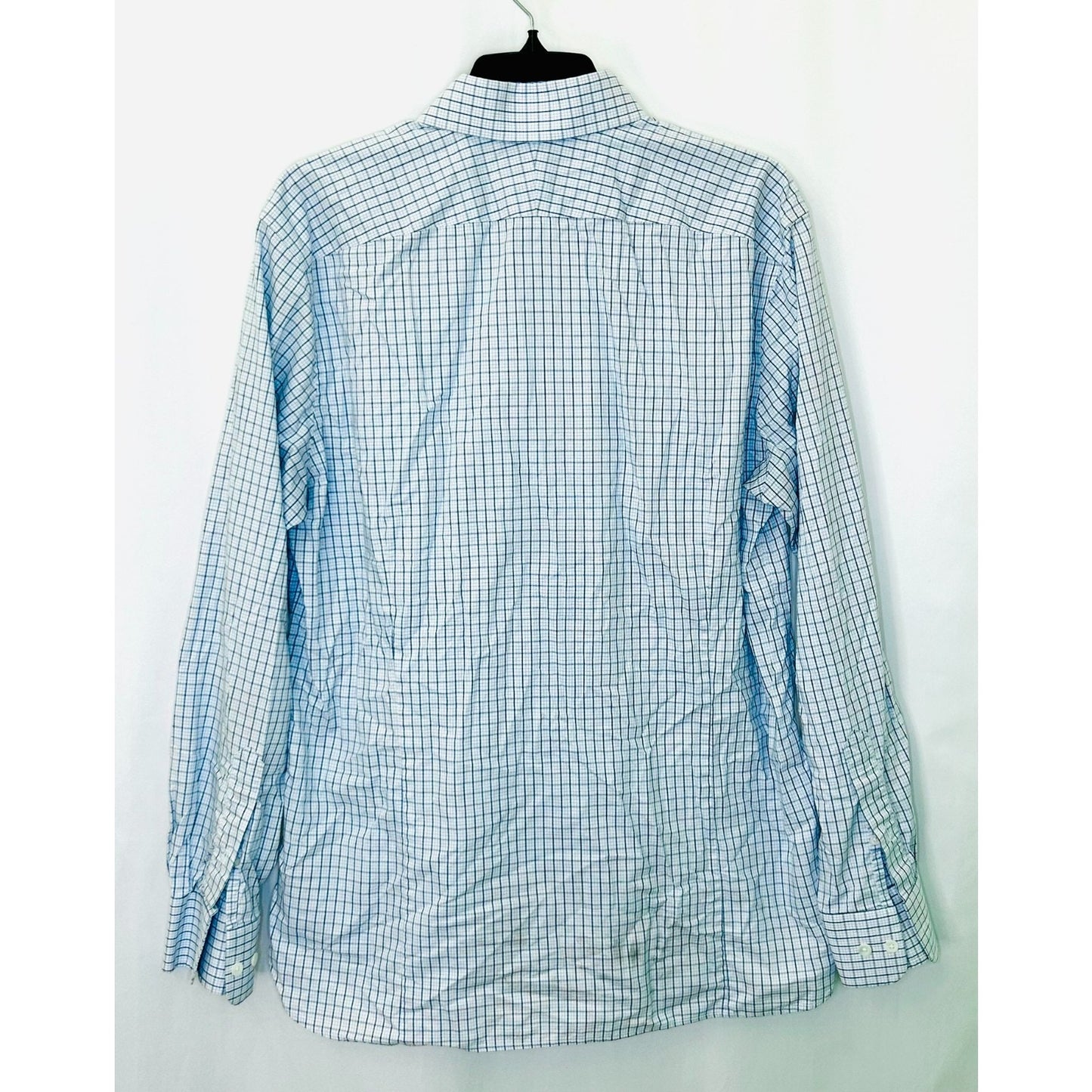 Banana Republic White Plaid Grant Slim Fit Stretch Button Up Shirt Mens Large