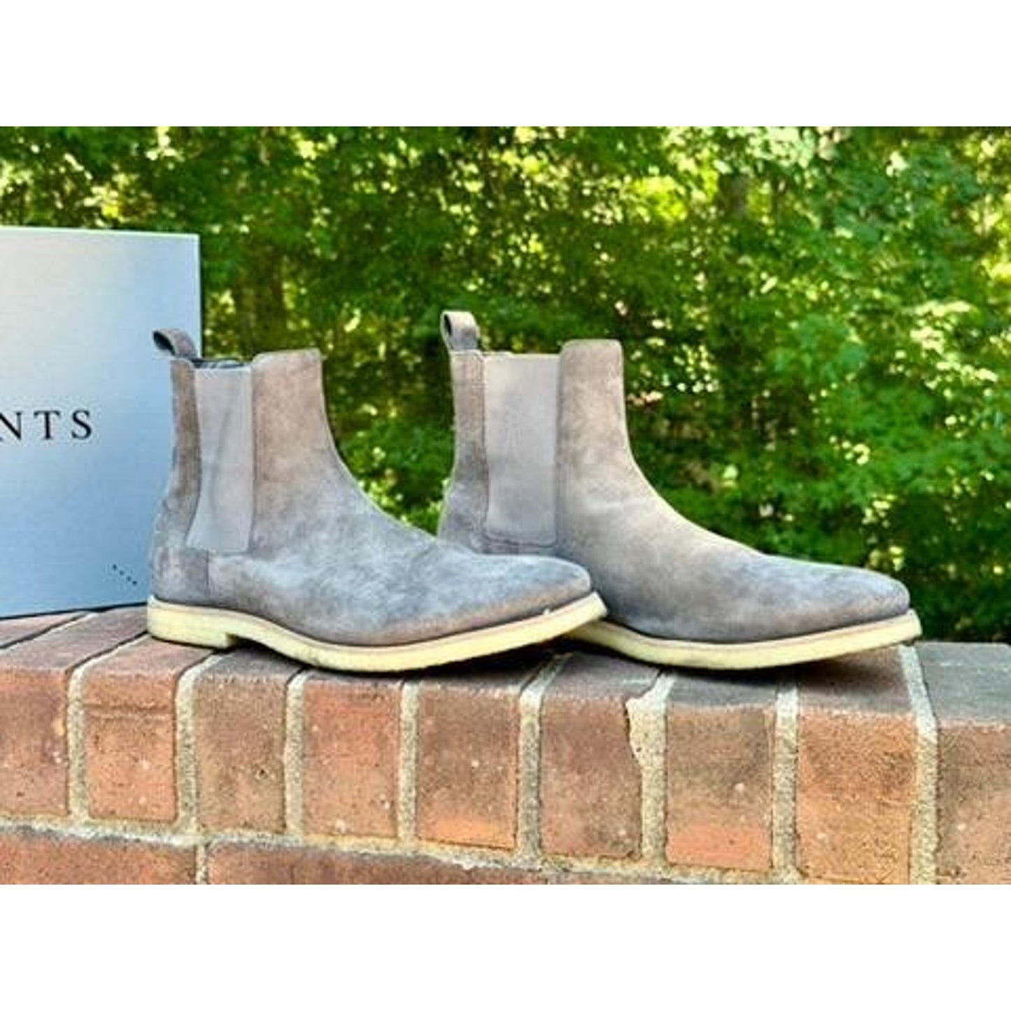 AllSaints Reiner Chelsea Boots Mens Size 12 Slate Grey Suede Crepe Sole