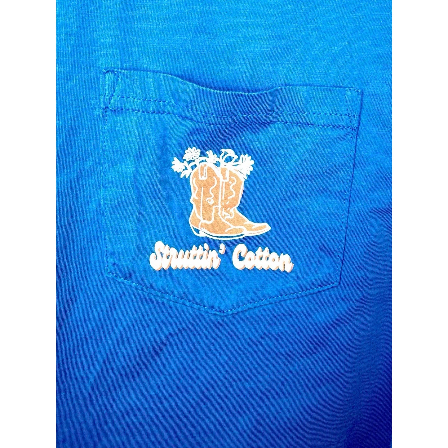Struttin’ Cotton Graphic Tee Womens 2XL XXL Blue Southern Western Country Boots